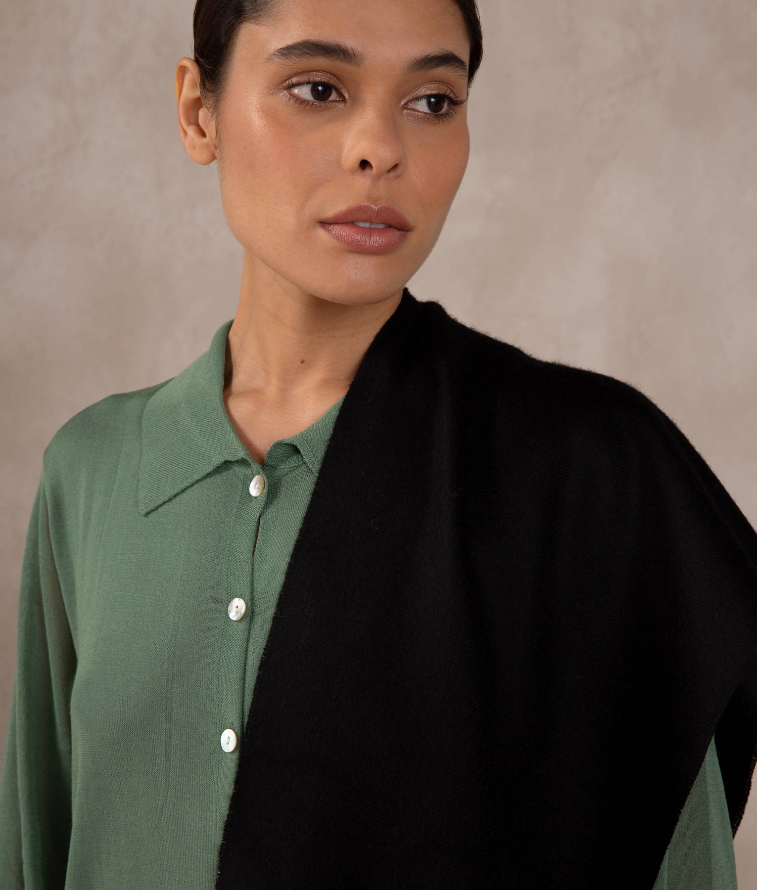 Long Brushed Scarf - Black