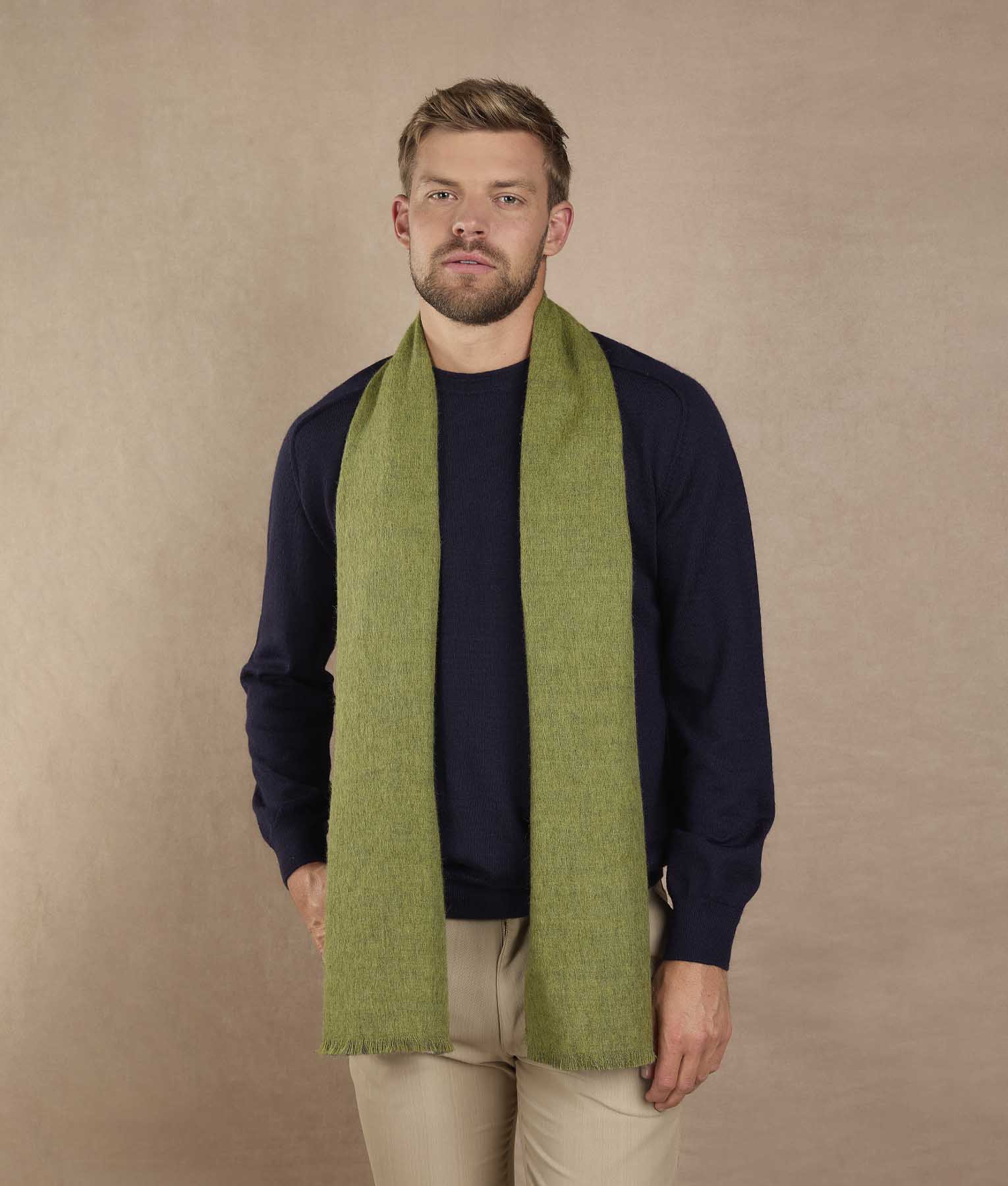 Classic Scarf in Graphite Gray & Soft Lime Green