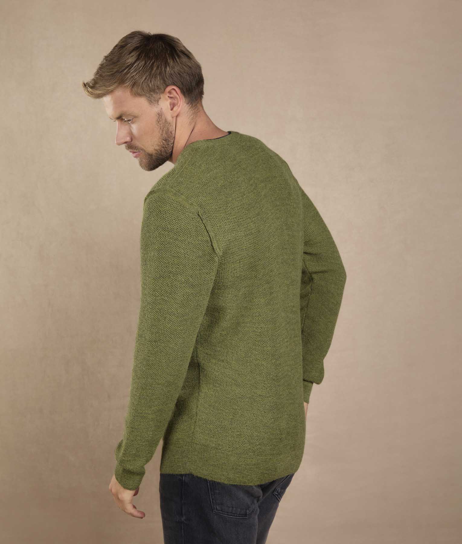 Basic Honey Comb Sweater - Vibrant Moss Green