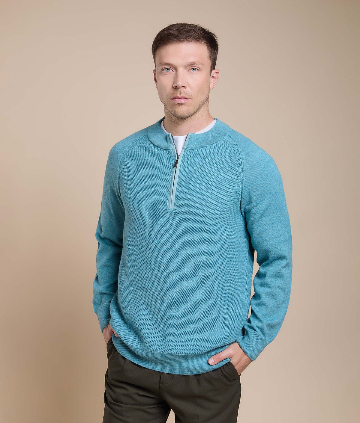 Jersey and Honeycomb Knit Sweater