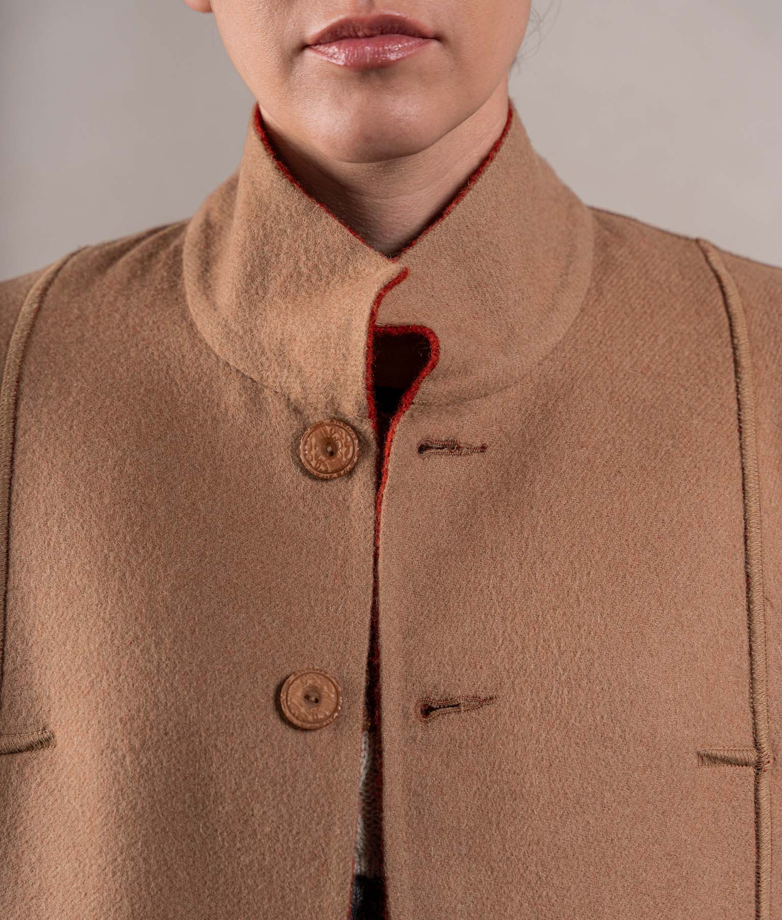 Reversible Soft Coat - Roof Terracotta And Camel