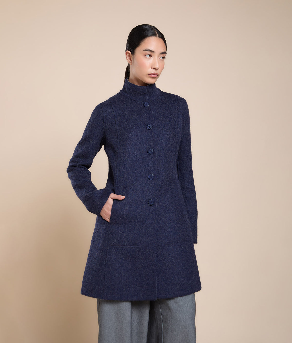 Reversible Baby Alpaca Soft Coat Blue