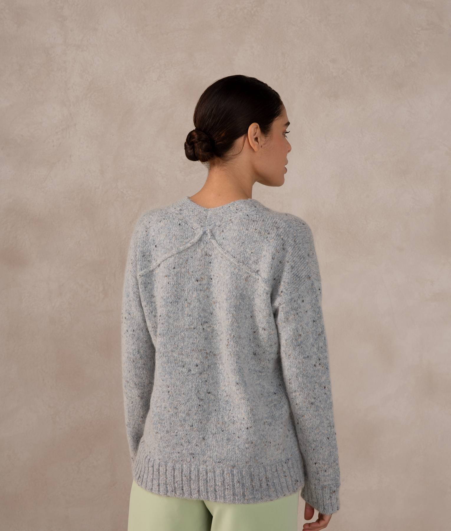 Easy Fit 'V' Neck Sweater - Blue Ballad
