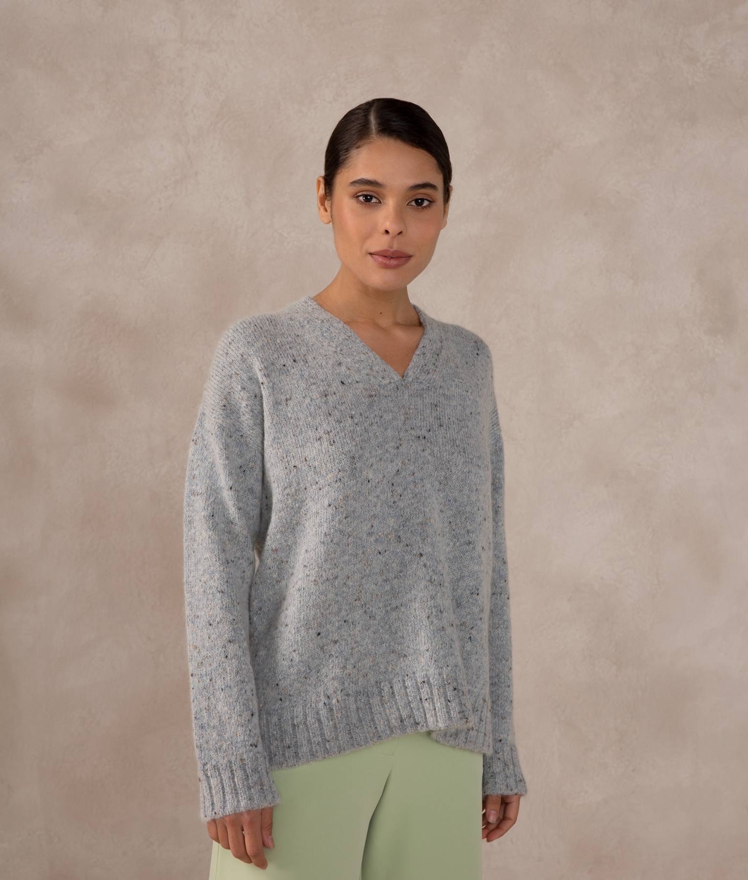 Easy Fit 'V' Neck Sweater - Blue Ballad
