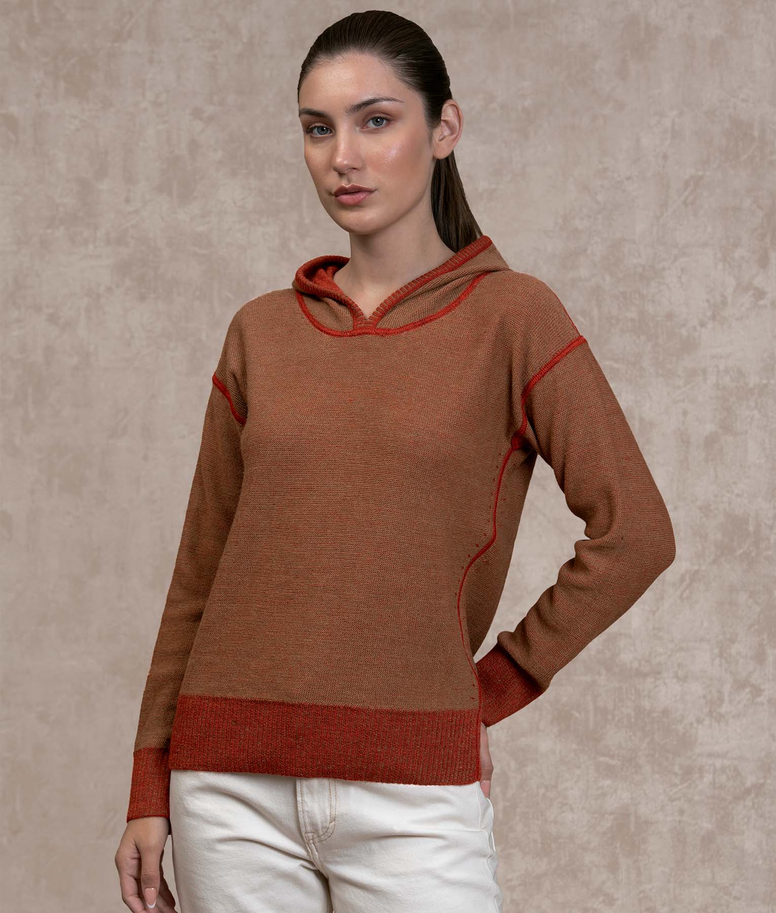 Oversize Sweater - Mocha And Bossa Nova Bisque