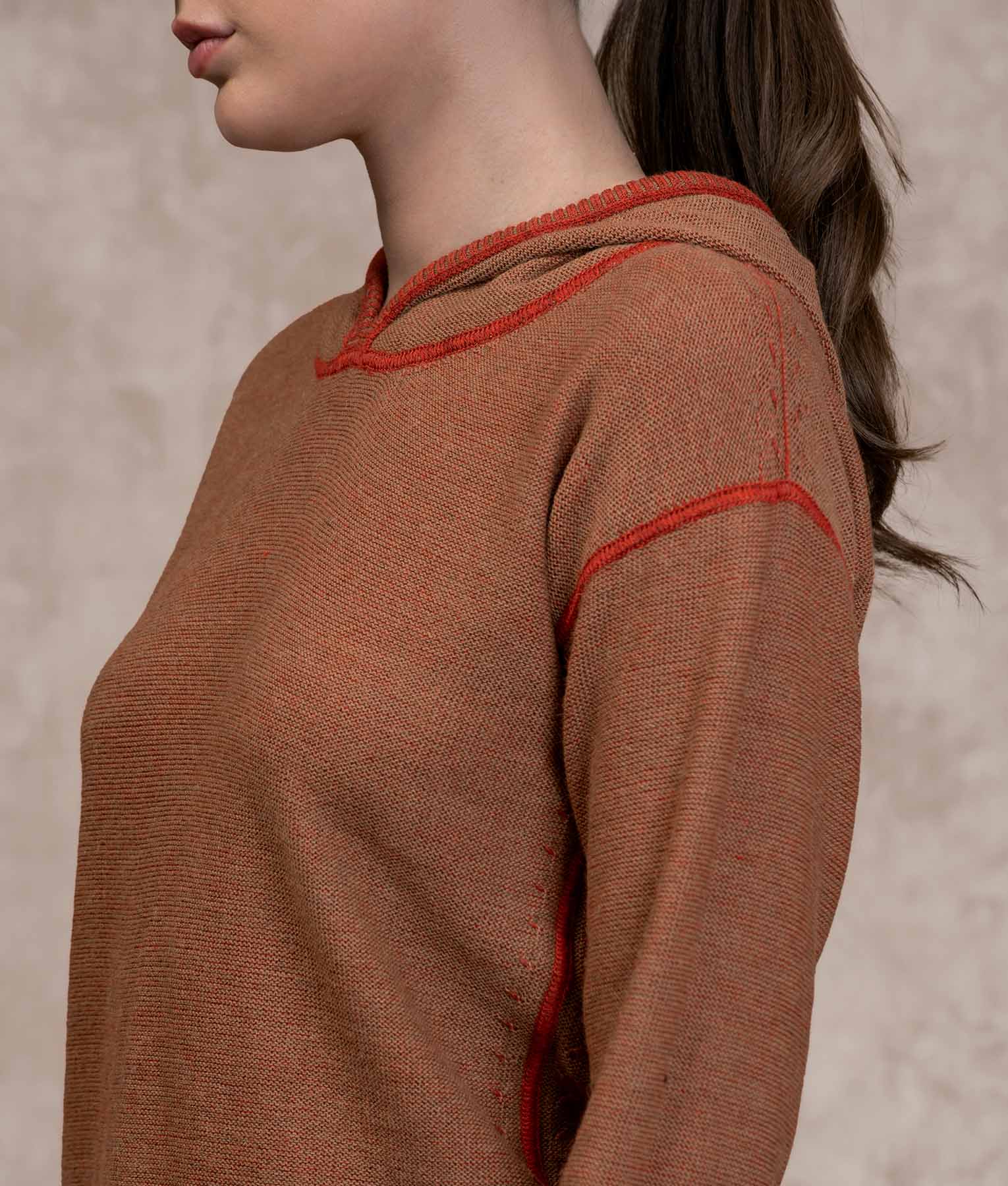 Oversize Sweater - Mocha And Bossa Nova Bisque