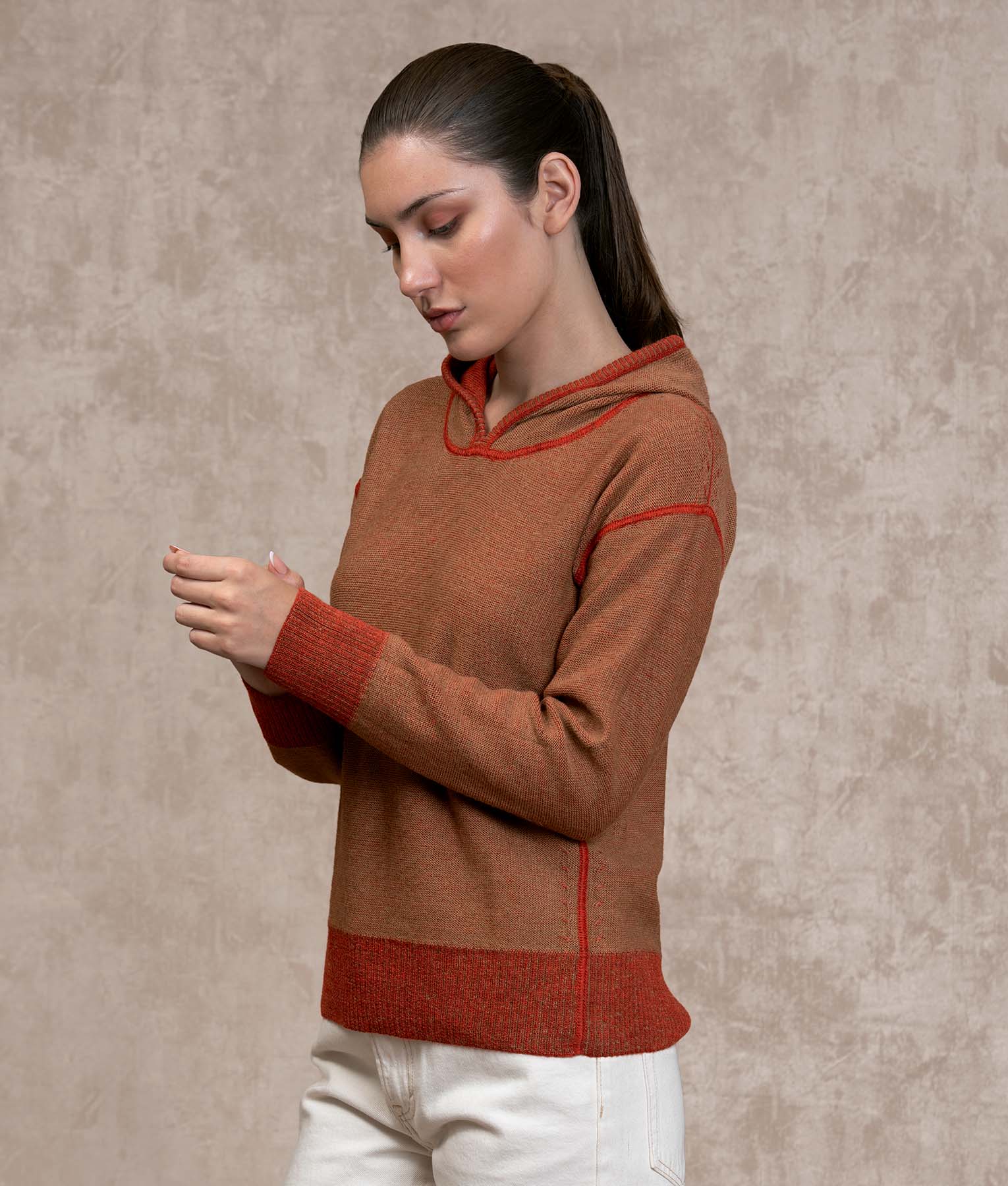 Oversize Sweater - Mocha And Bossa Nova Bisque