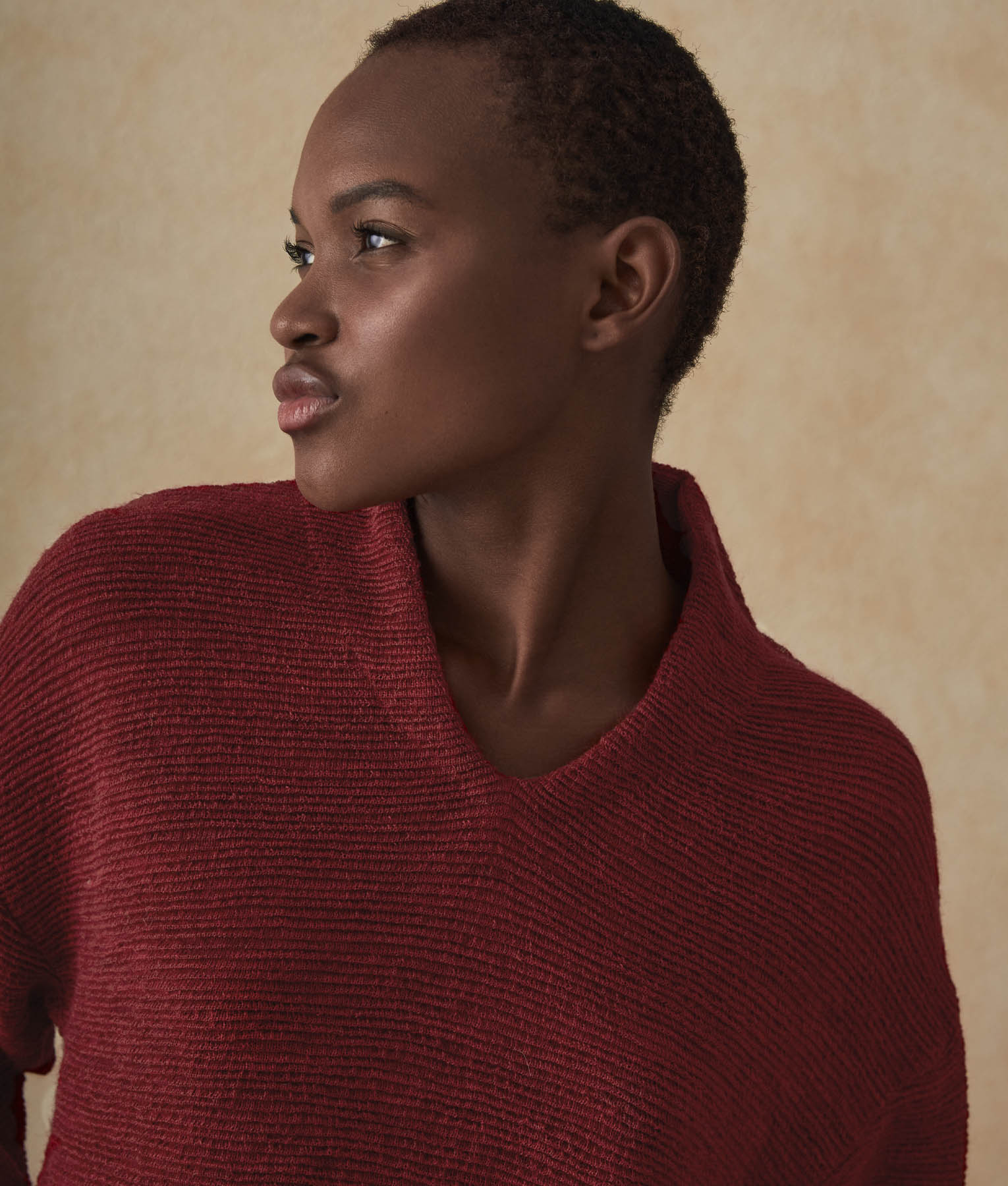 A Shape V Neck Tunic - Pompeian Red