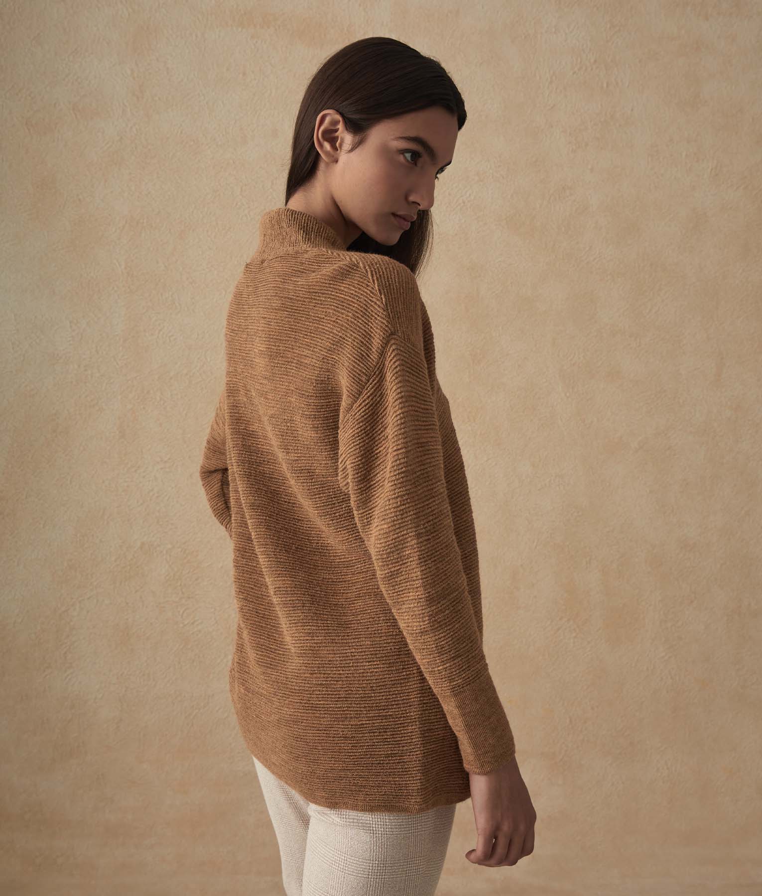 A Shape V Neck Tunic - Pecan Brown