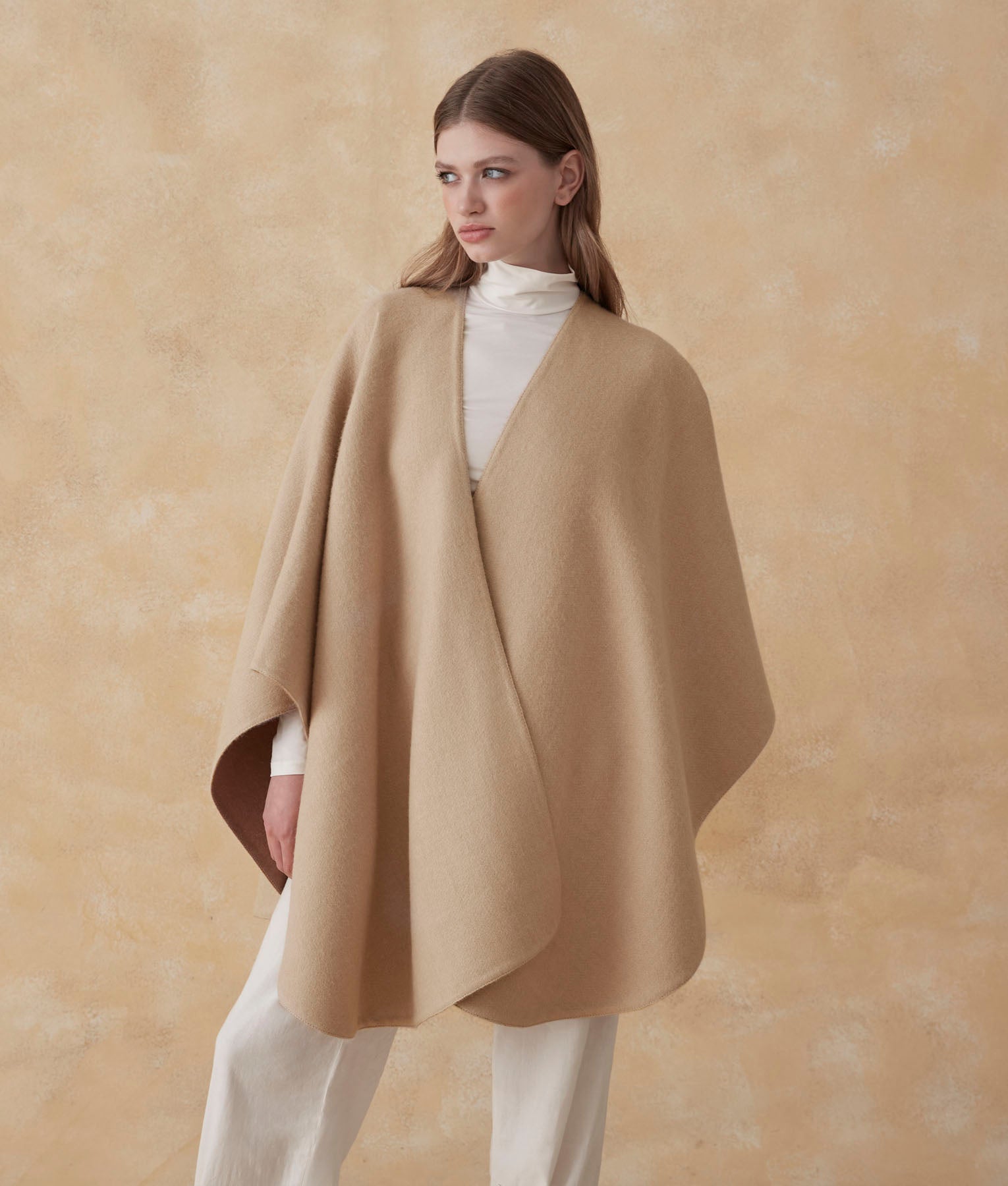 Reversible Soft Cape - Tobacco And Peyote Brown