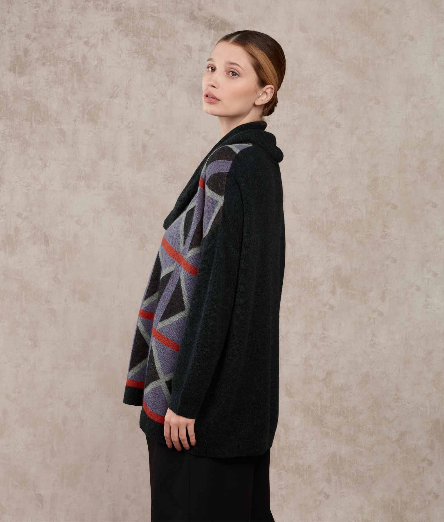 Loose Poncho And Collar - Purple Haze And Koi