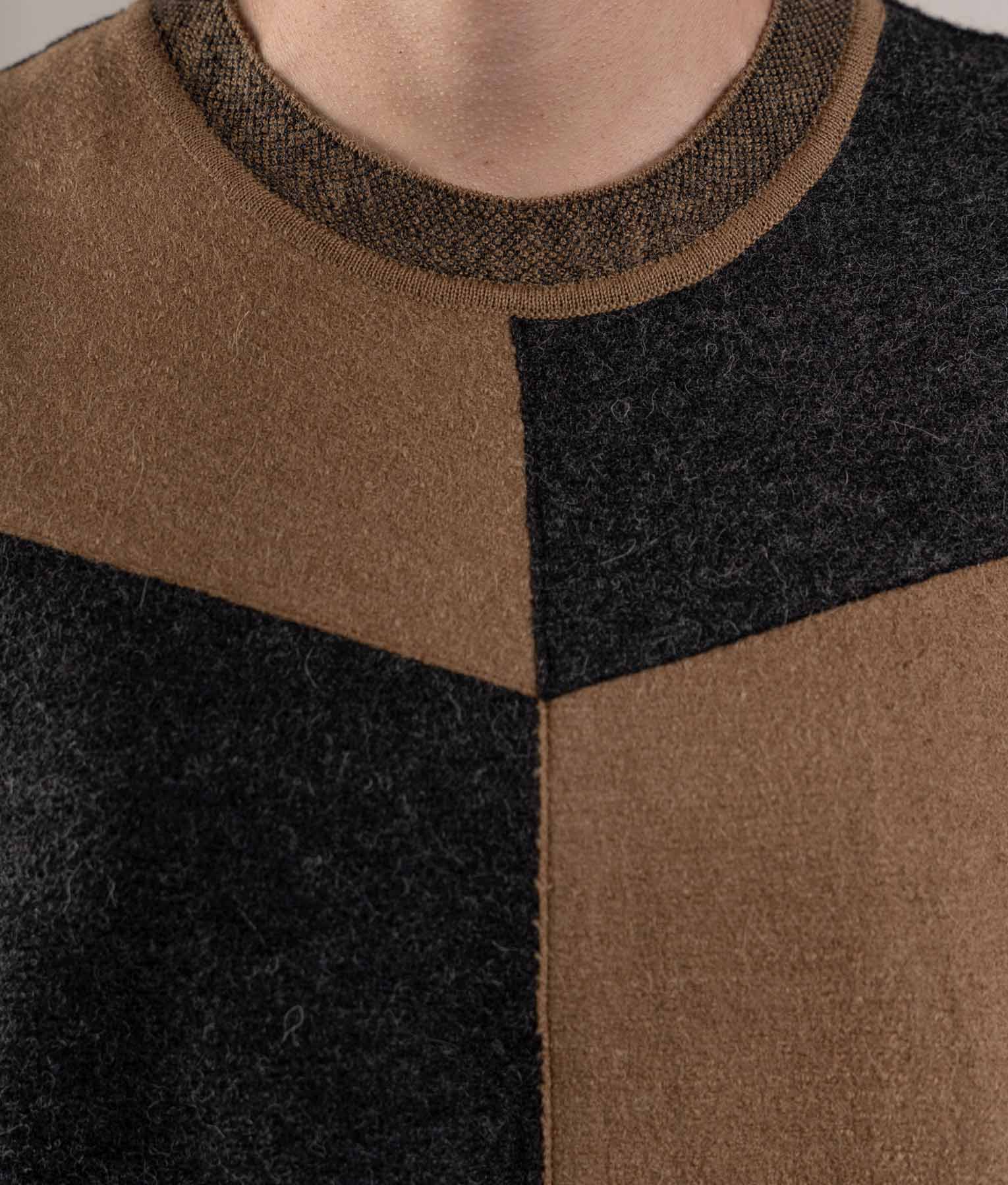 Patch Crew Neck Vest - Toasted Coconut And Pirate Black