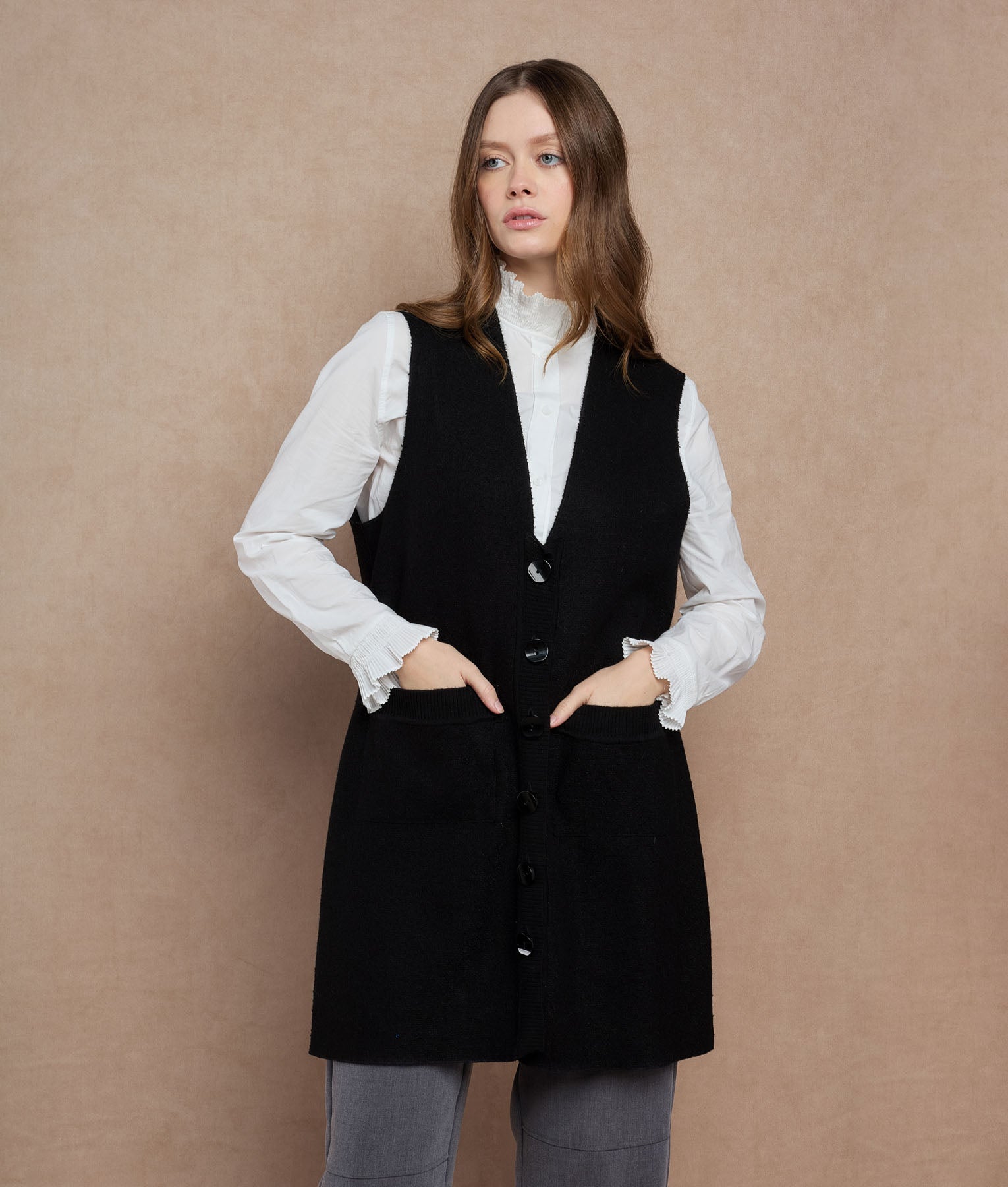 Long Vee Neck Vest