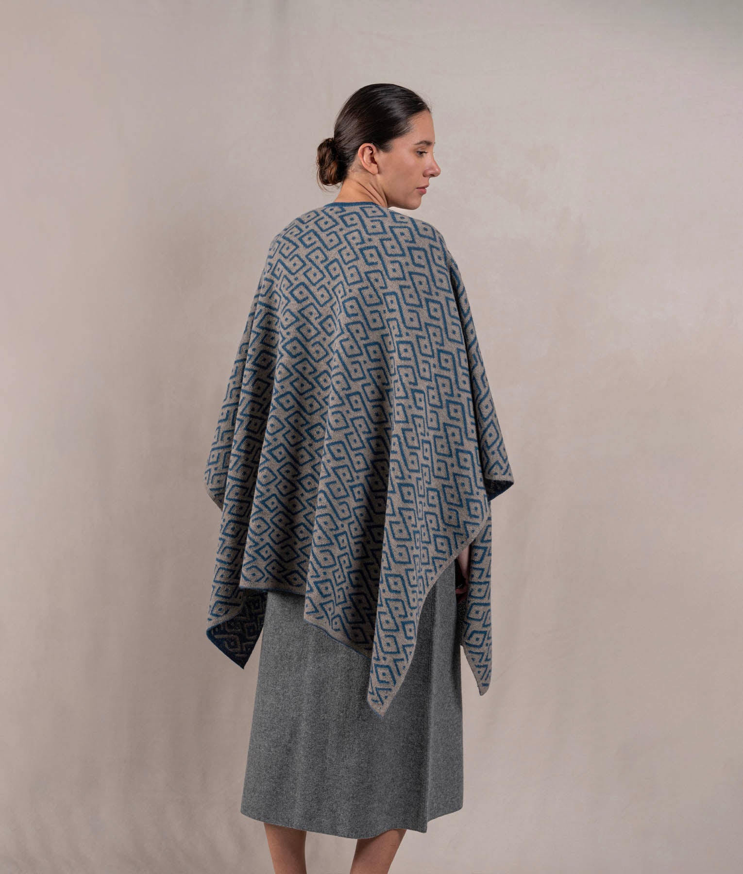 Gala Cape - Petrol Blue And Light Grey