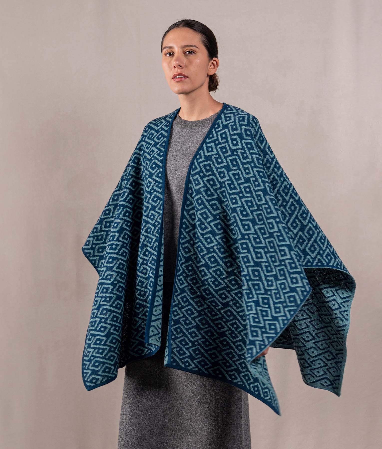 Gala Cape - Medium Sky Blu And Petrol Blue