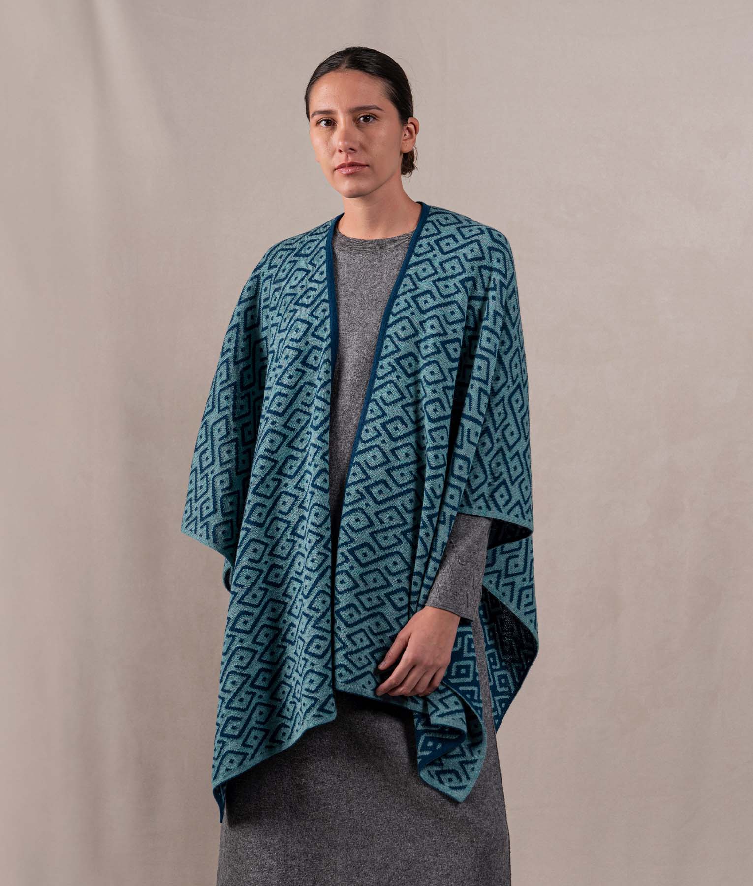 Gala Cape - Medium Sky Blu And Petrol Blue