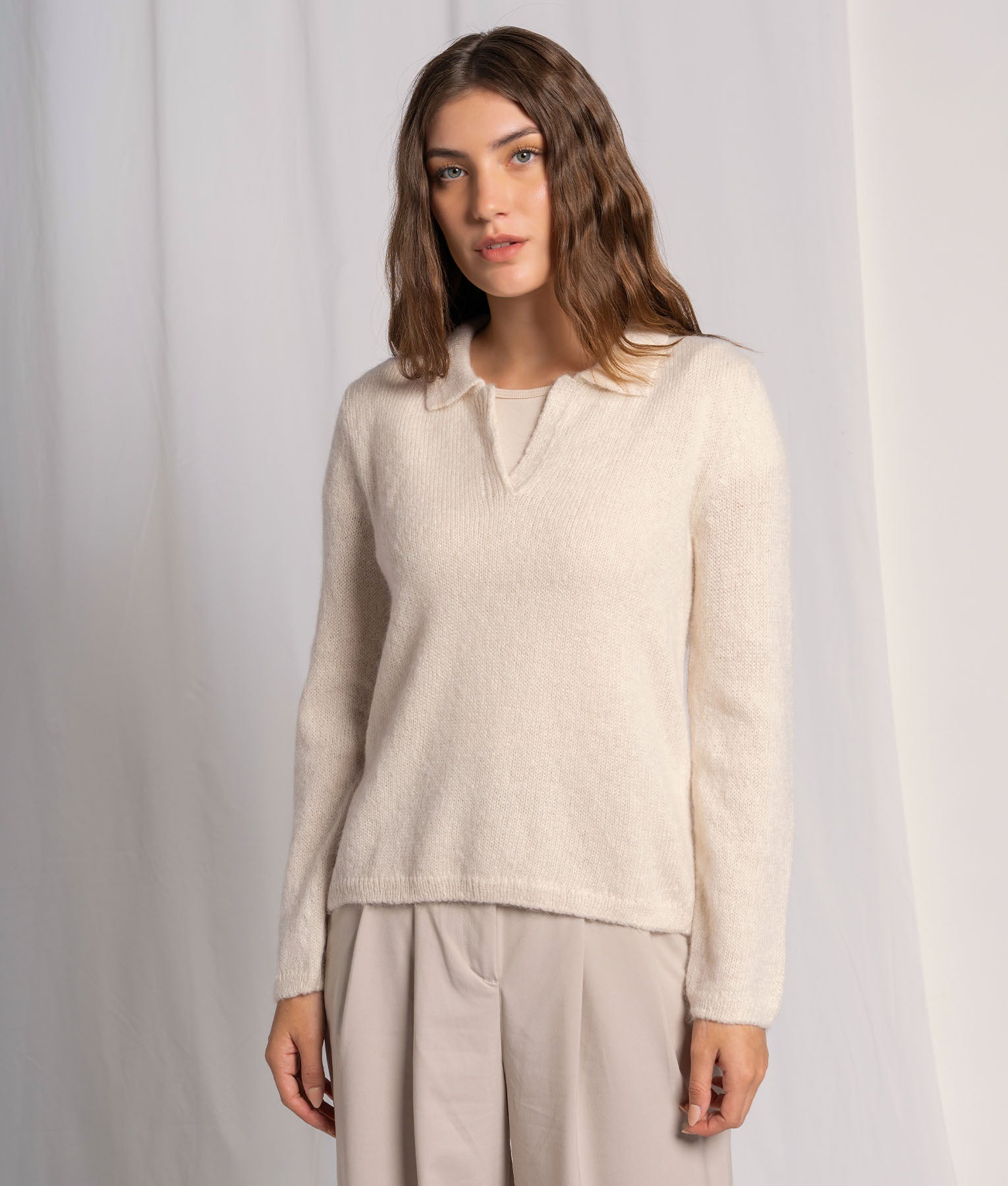 Jersey Polo Neck Sweater