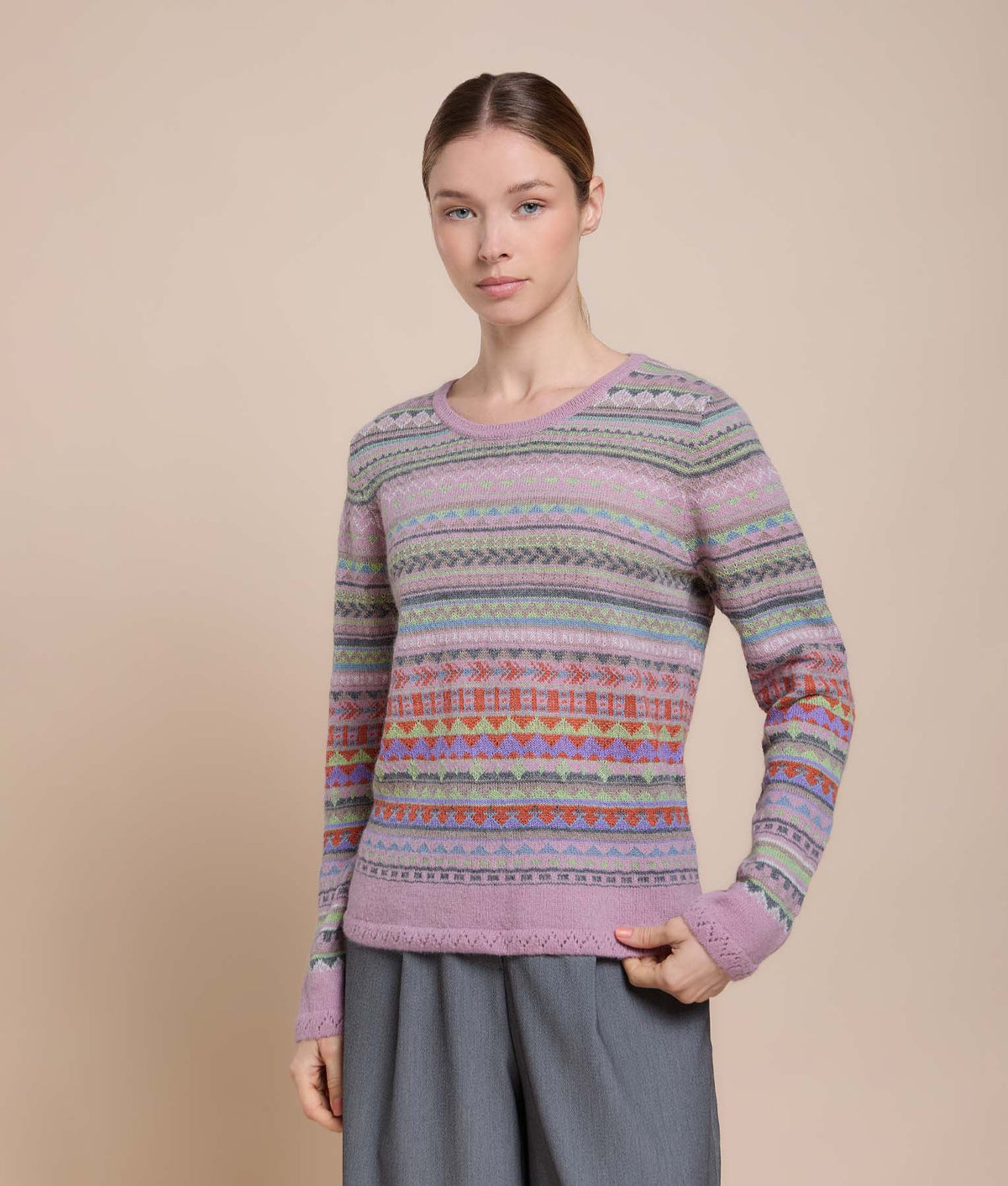 Jacquard and Jersey Sweater