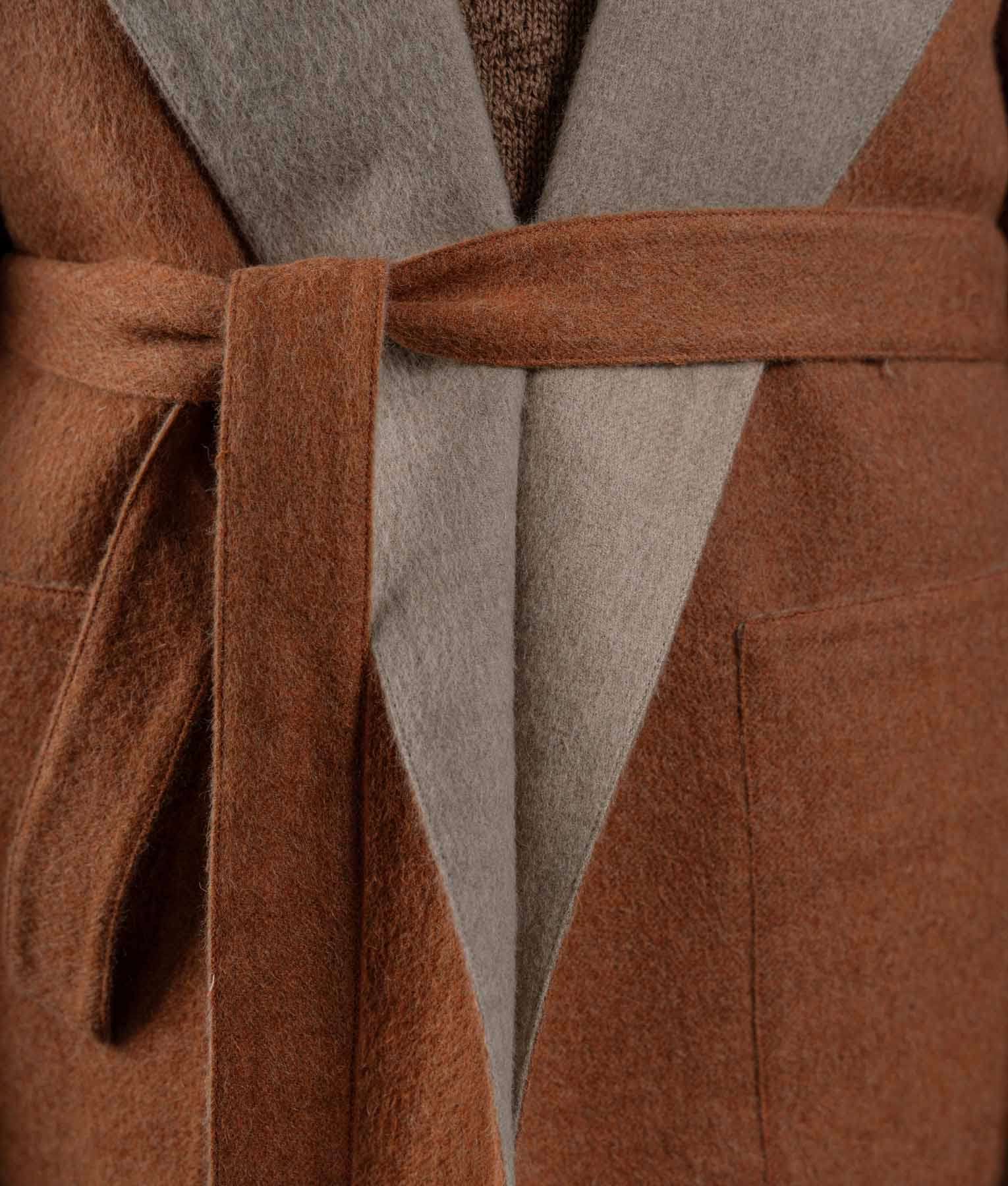 Belted Short Hoodie - Brown Rust And Brandy