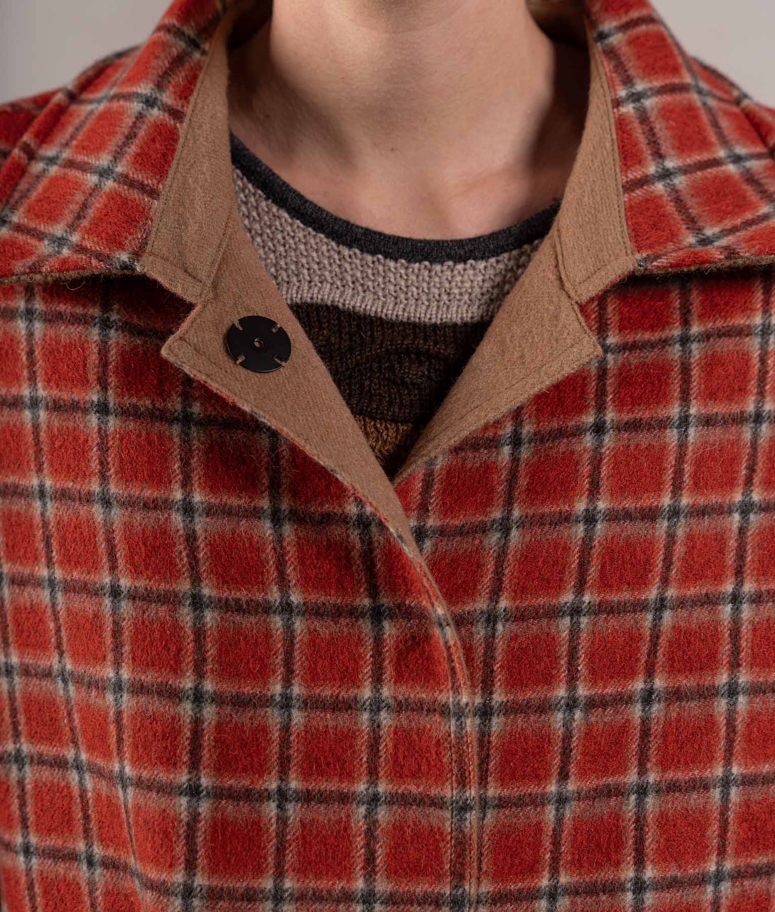Reversible Women'S Short Coat - Toasted Coconut And Old Brick