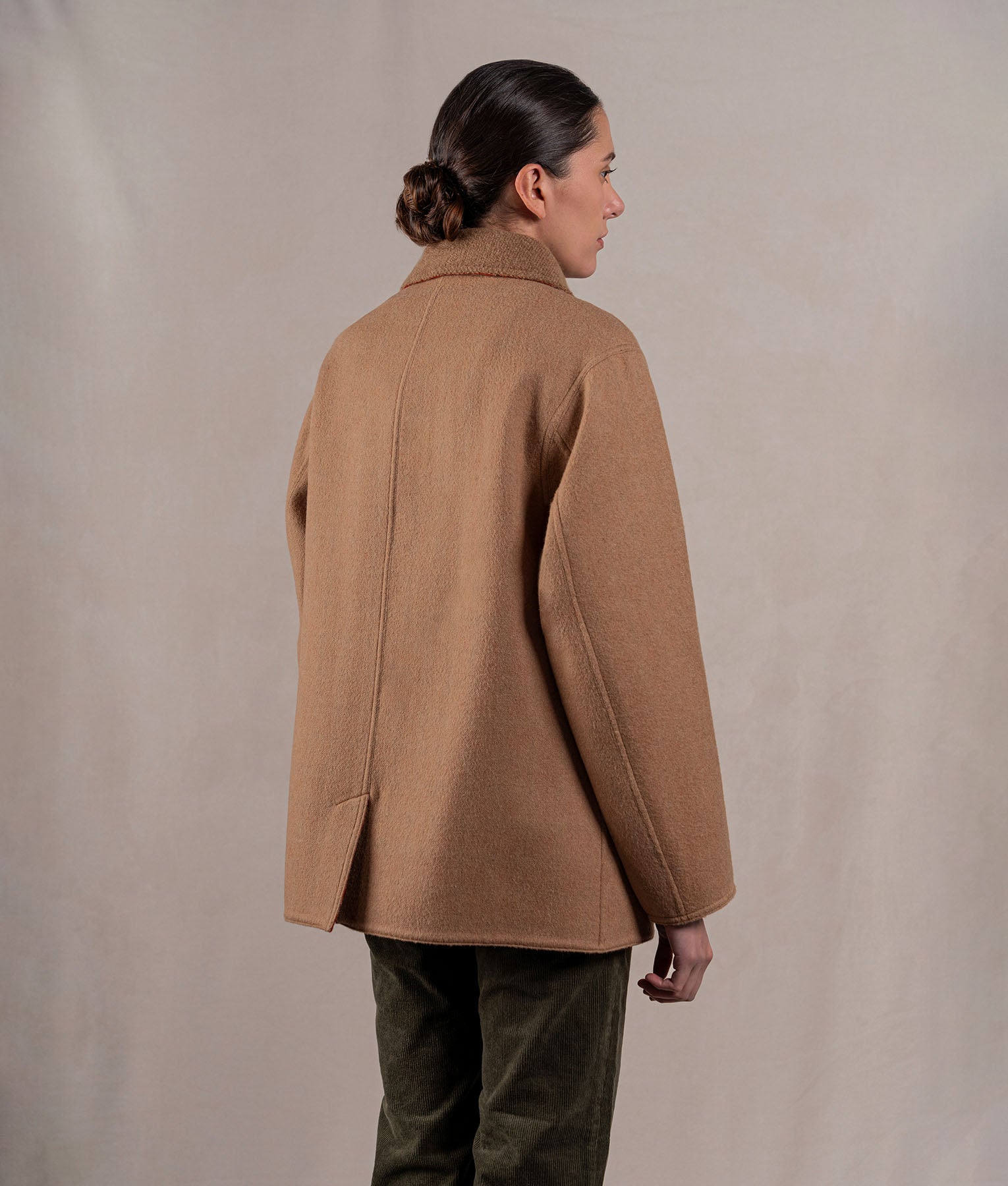 Reversible Women'S Short Coat - Toasted Coconut And Old Brick