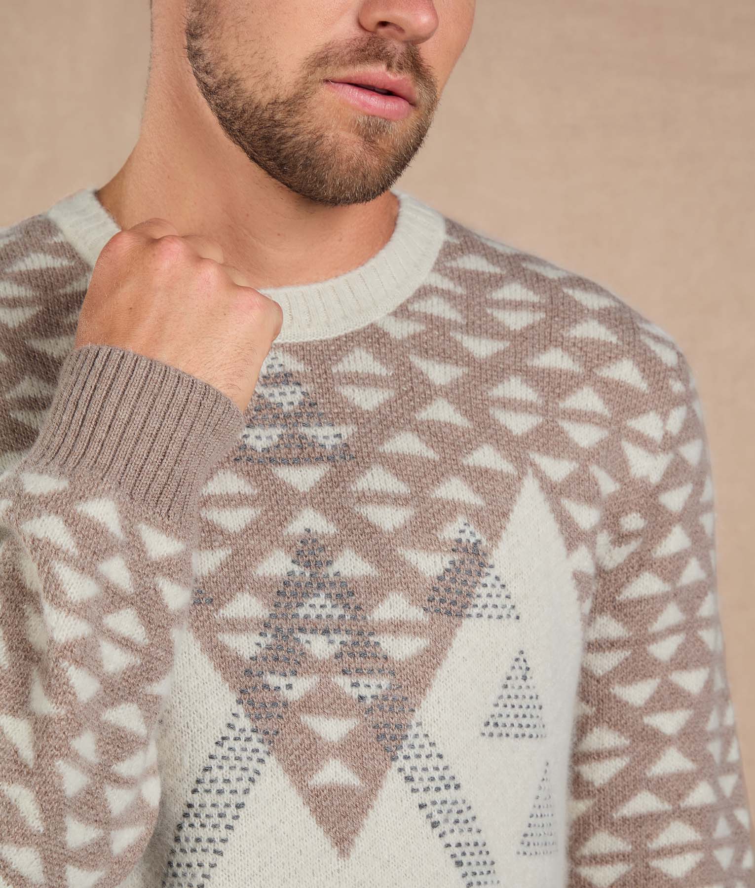 Natural Beige and Bright White Sweater