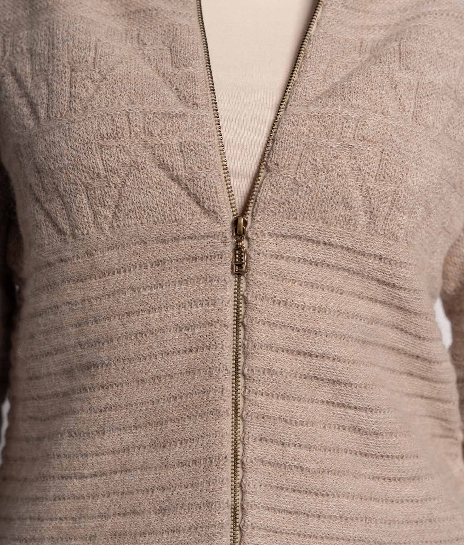Designs On Clay High Neck Zipped Cardigan