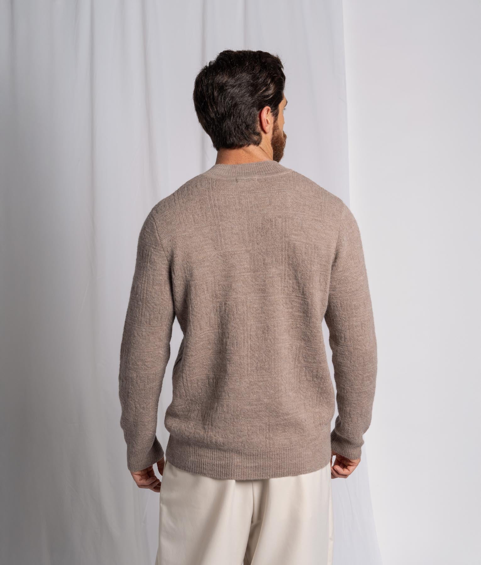 Jacquard High Neck Zipped Sweater
