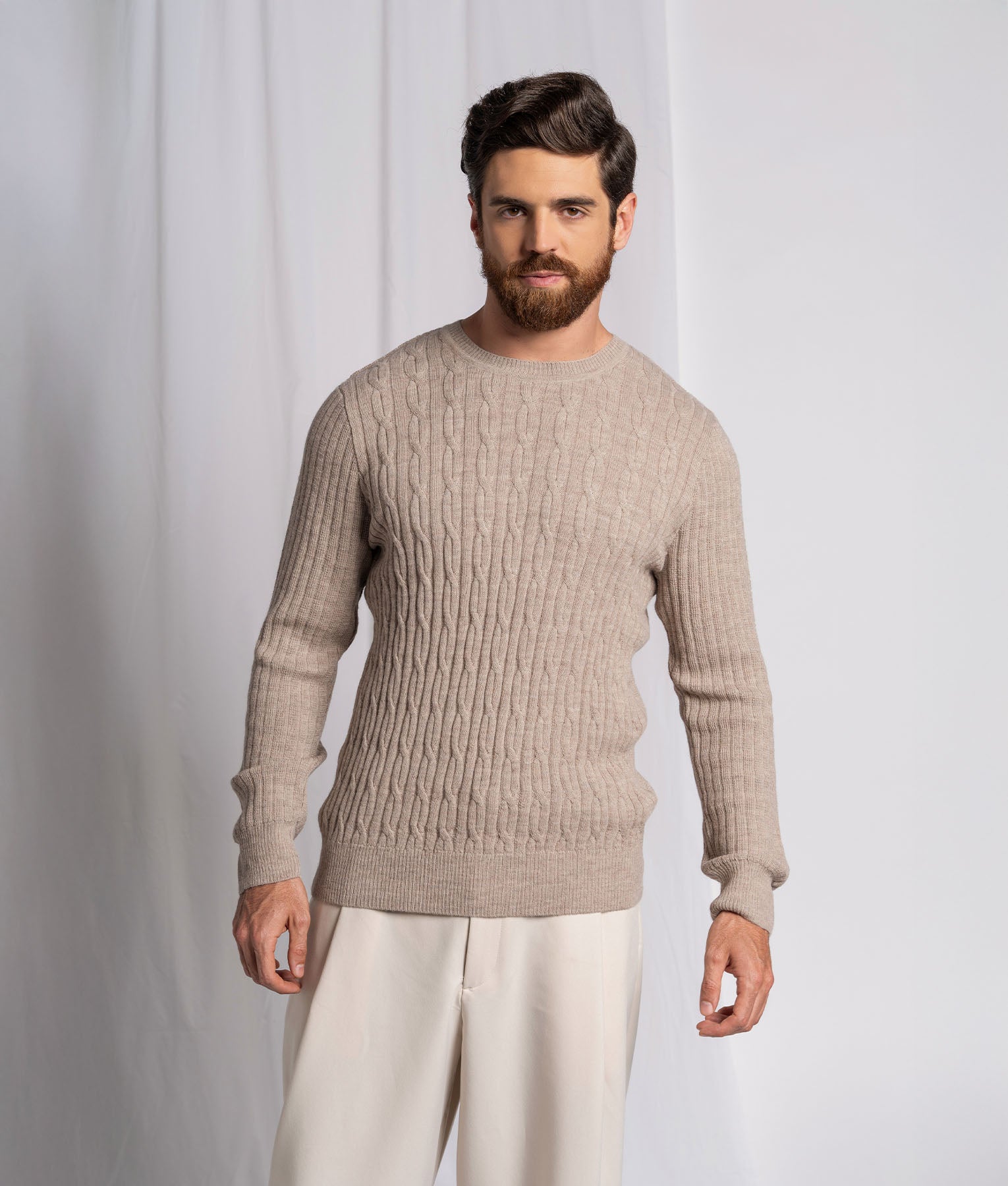 Men's Cable and Jersey Ribbed Sweater