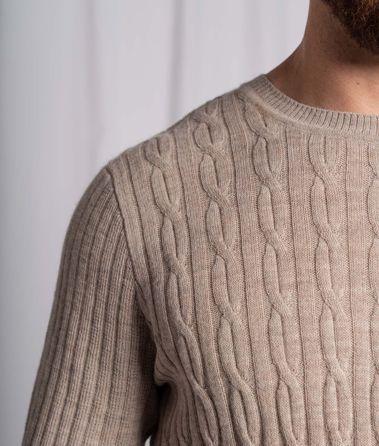 Men's Cable and Jersey Ribbed Sweater