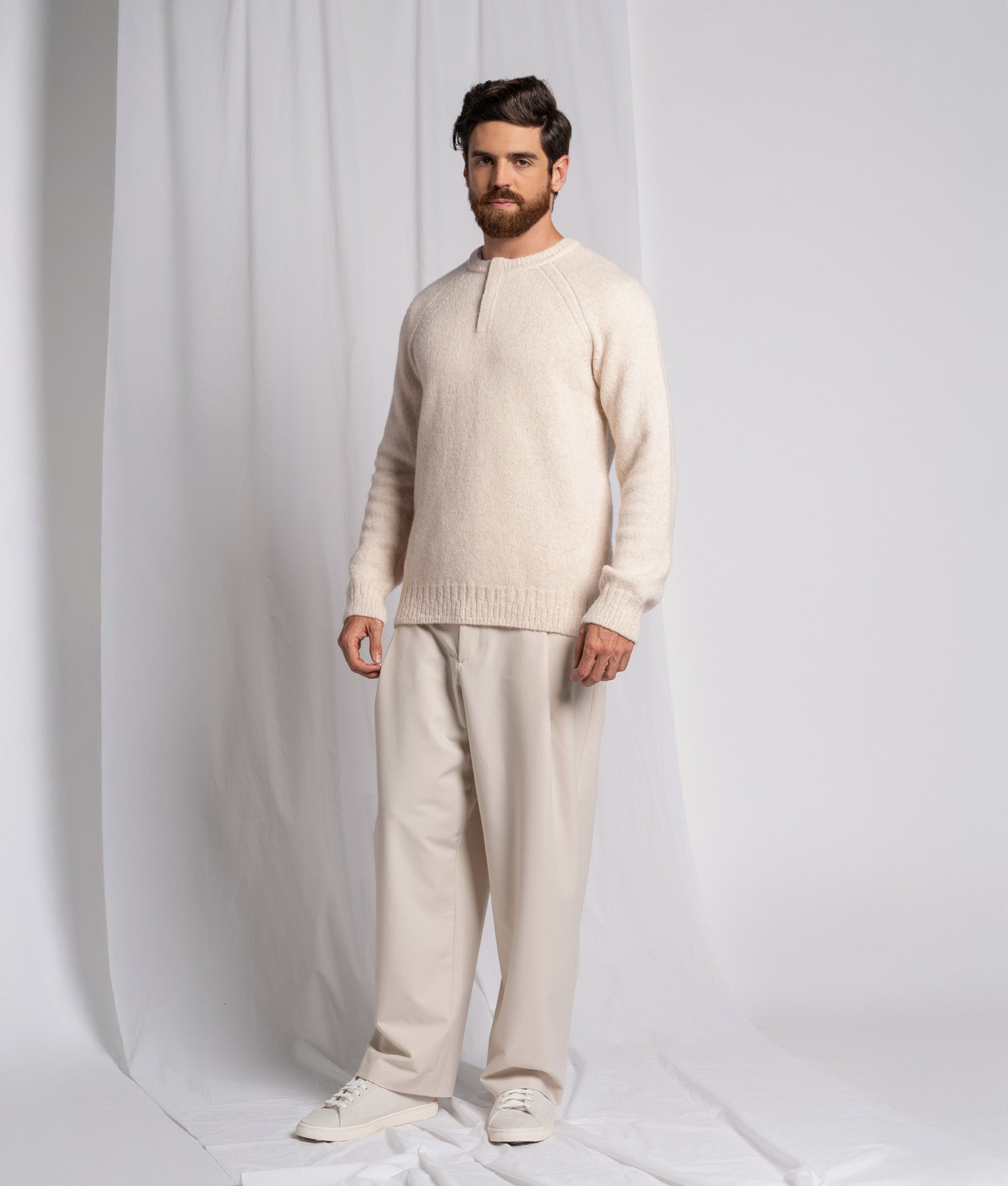 Men's Jersey Raglan Sweater Natural White