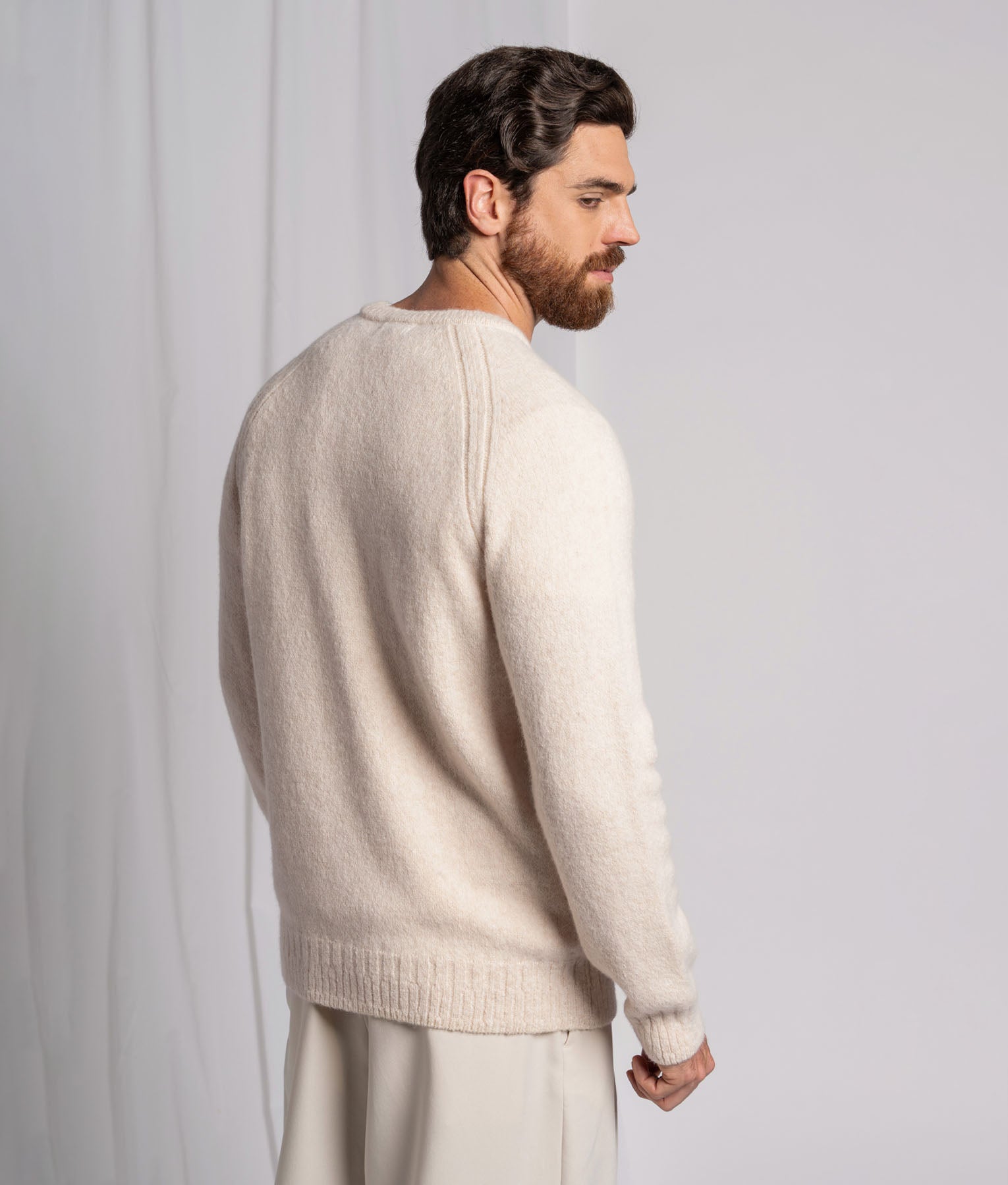 Men's Jersey Raglan Sweater Natural White