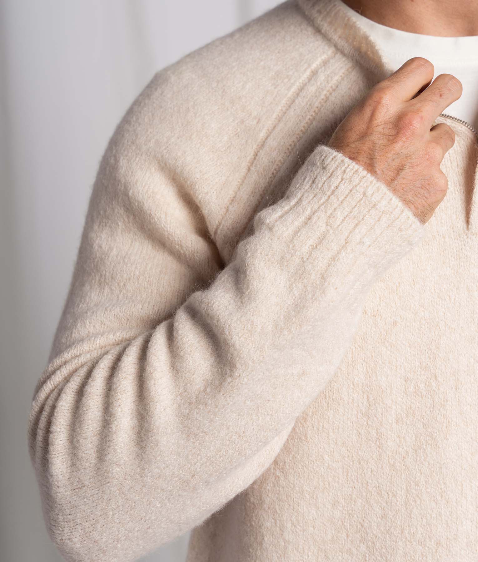 Men's Jersey Raglan Sweater Natural White