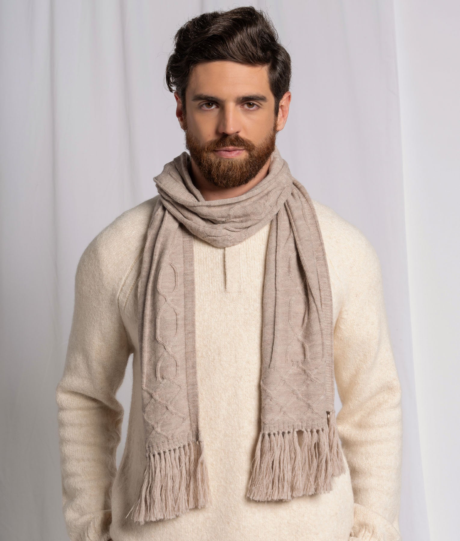 Cable Scarf With Fringes