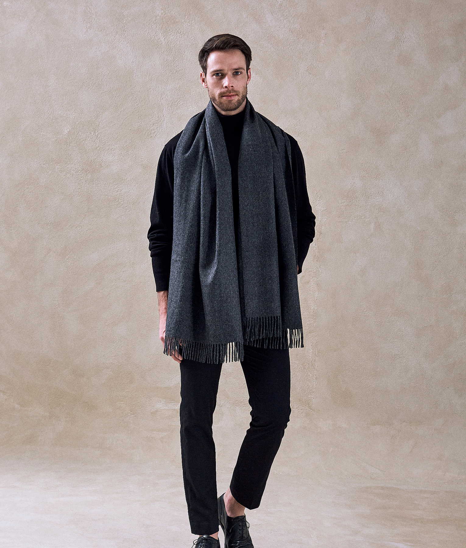 Brushed Shawl - Black Oyster