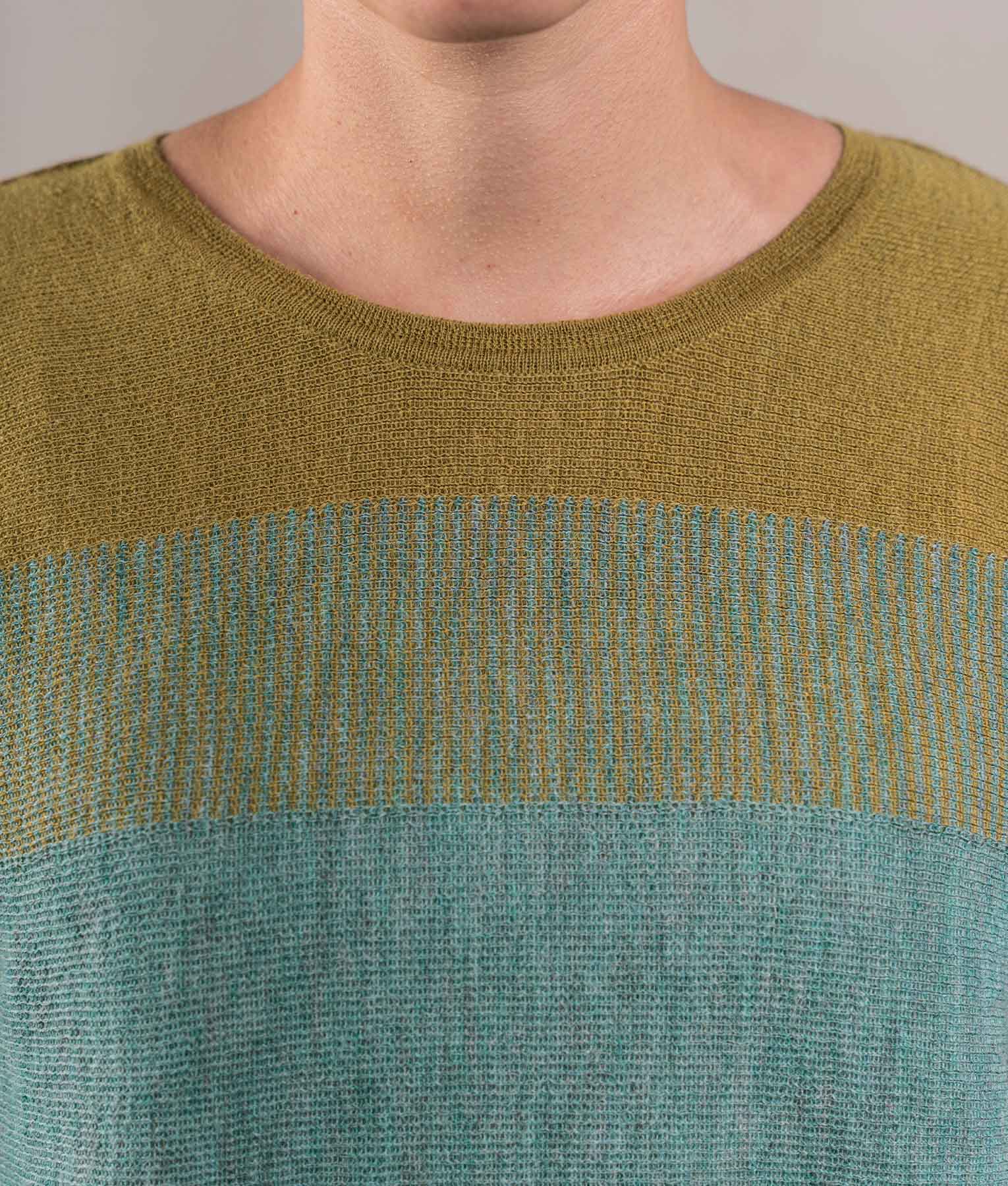 Easy Fit Sweatshirt Sweater - Mustard Green And Light Jade Green