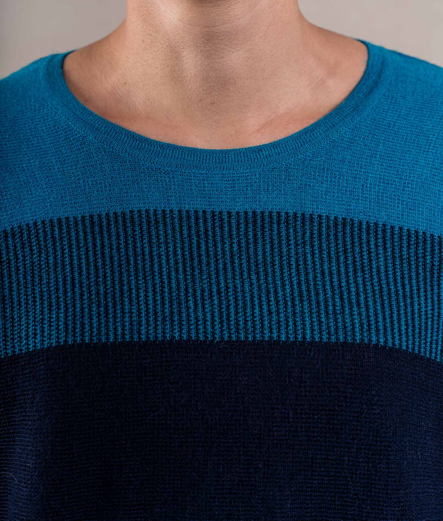 Easy Fit Sweatshirt Sweater - Teal Blue And Midnight Navy