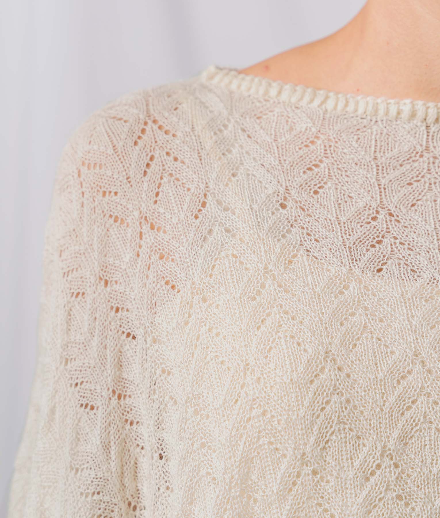 Dentelle Striped Poncho - Ivory And Gradient Sky Blue