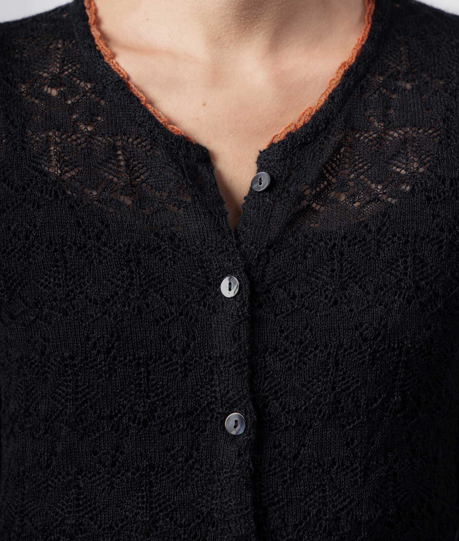 The 30'S Lacy Cardigan - Chambray Blue And Mirage Blue