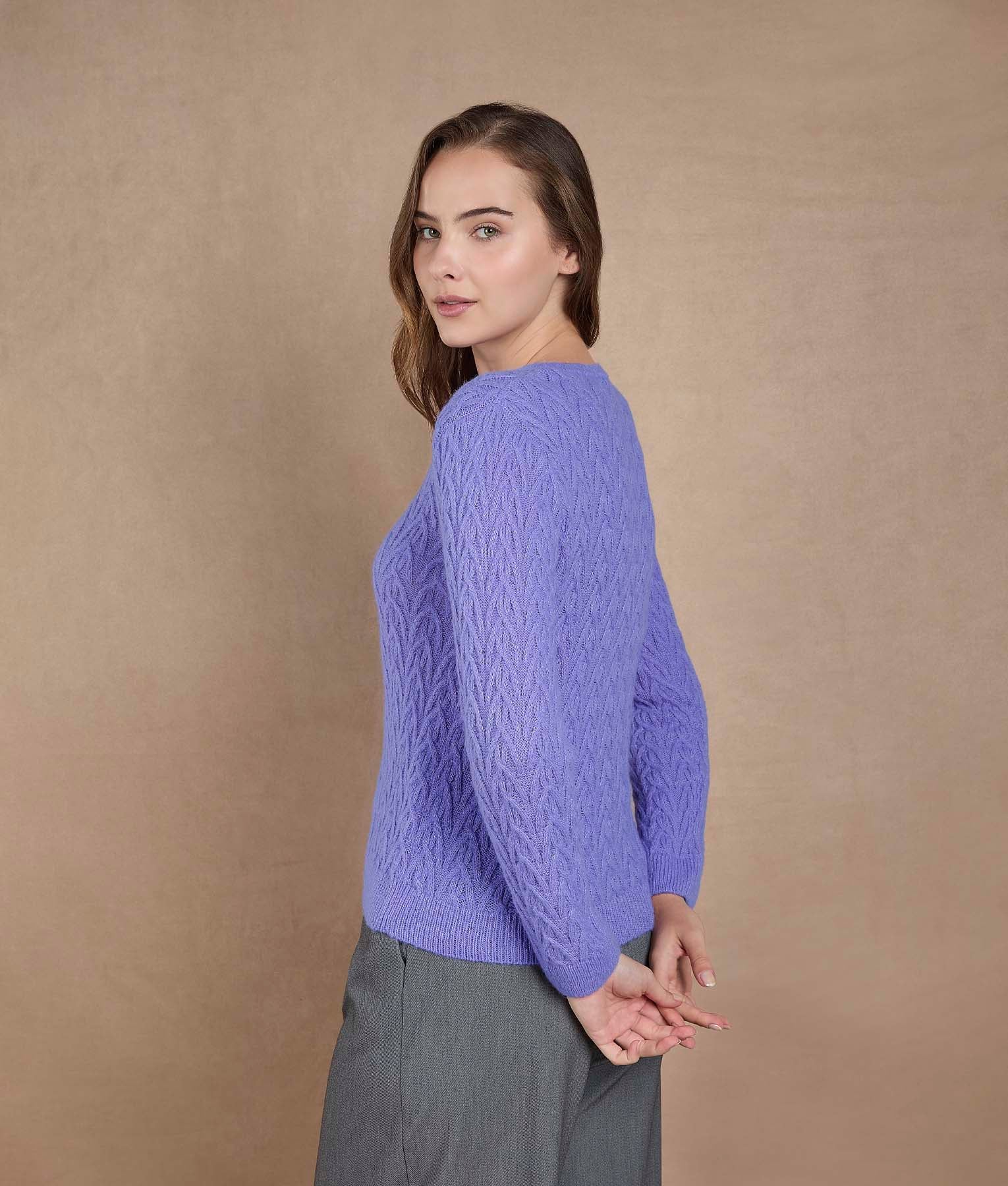 Violet Leafy Lace Sweater