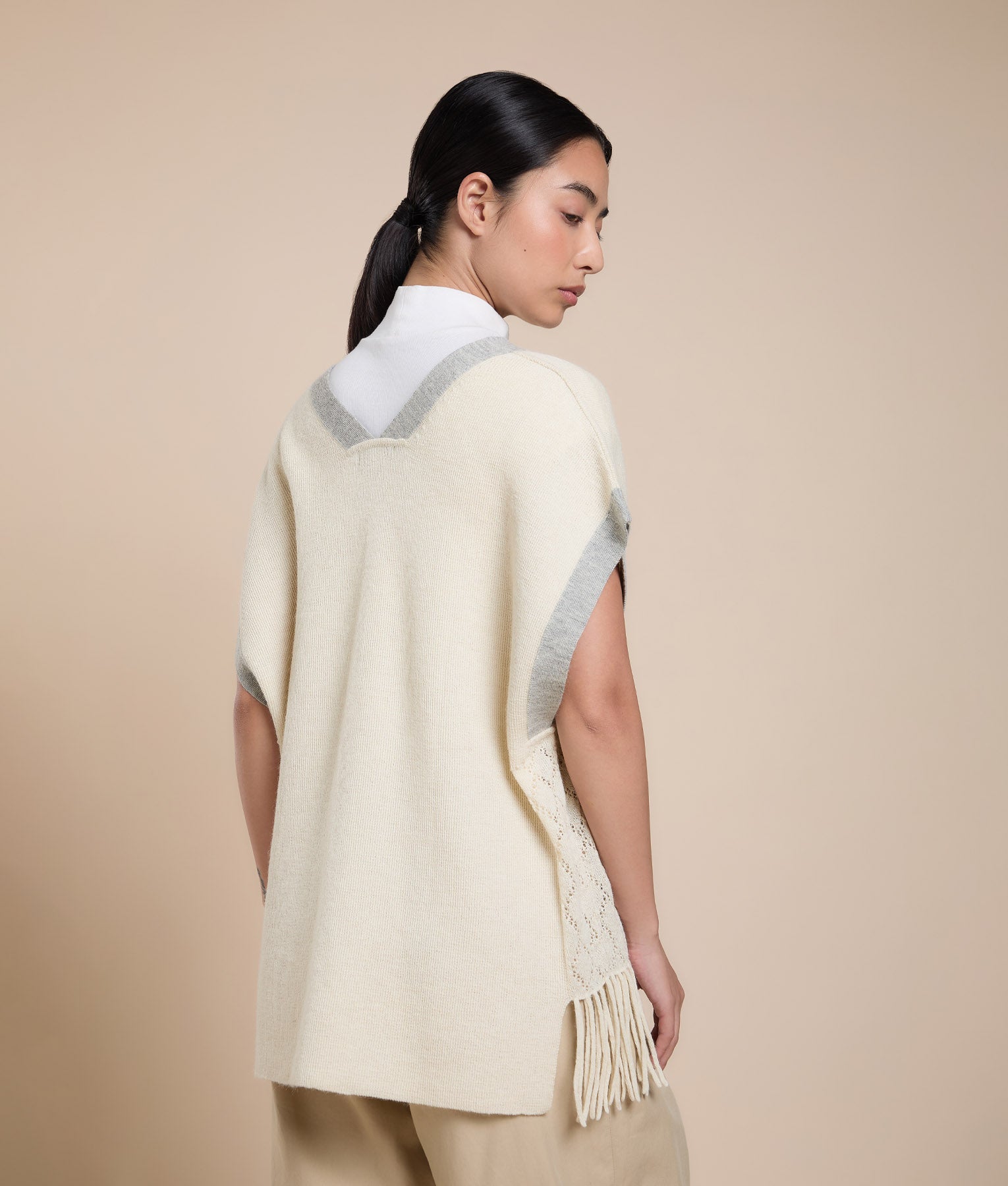 Longline Poncho with Fringes
