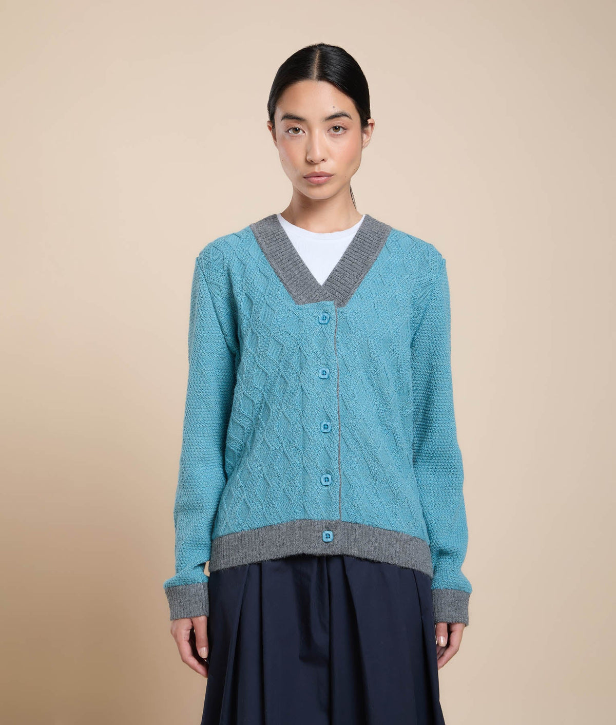 V-Neck Sand Cocos Cardigan