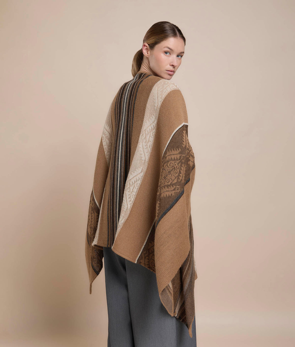 Irregular Stripe Jacquard Cape
