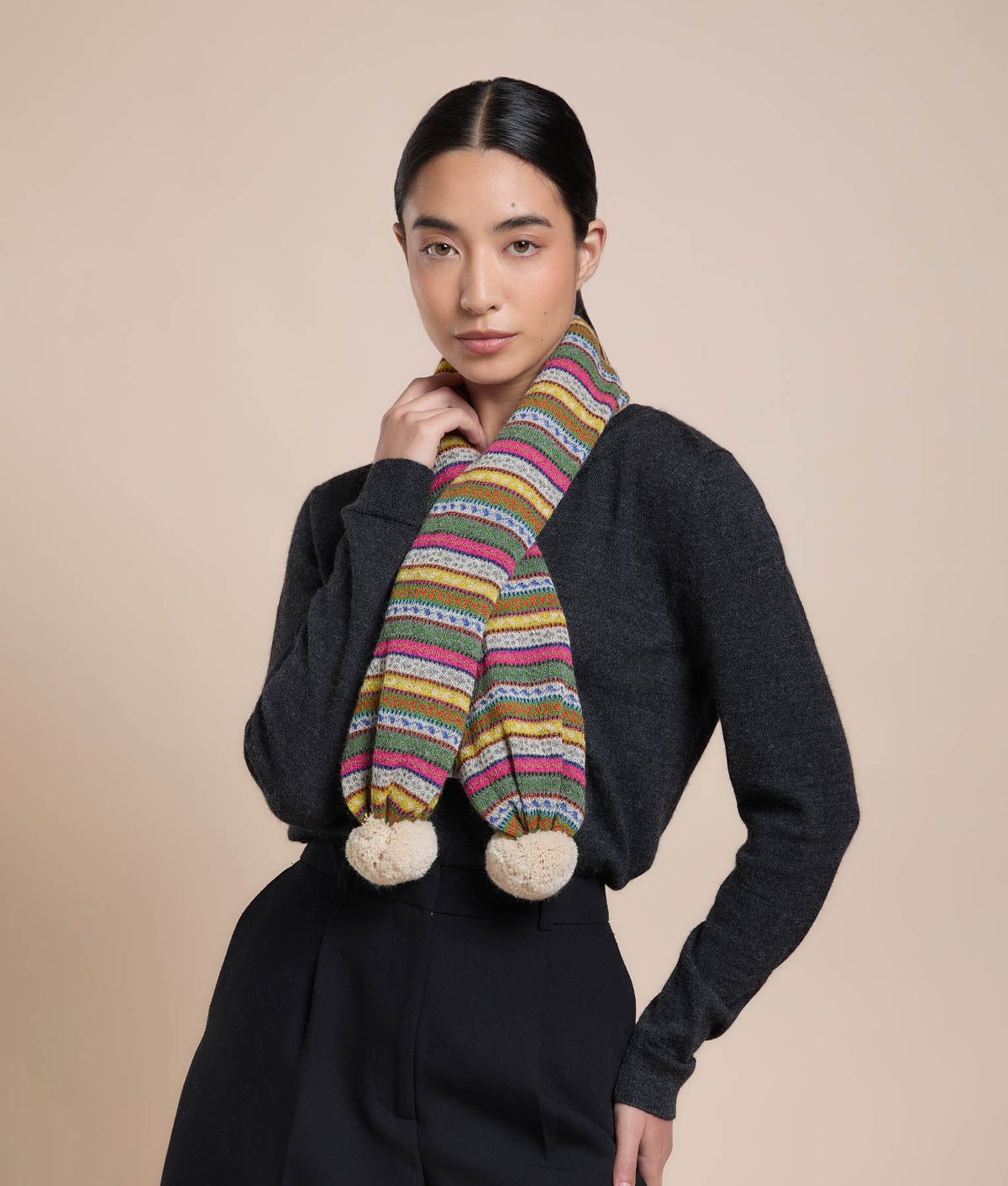 Jacquard Pom-Pom Shawl