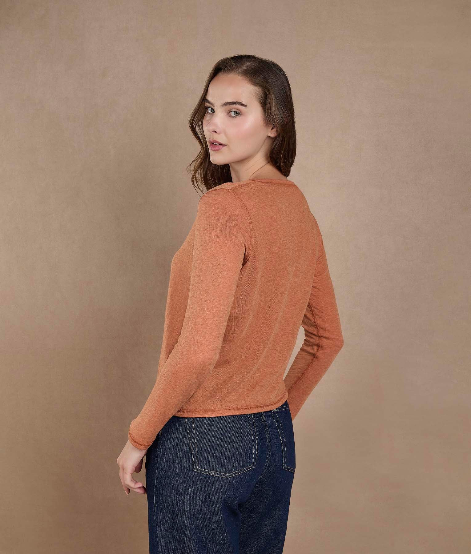 Peach Bloom V-Neck Reversible Sweater