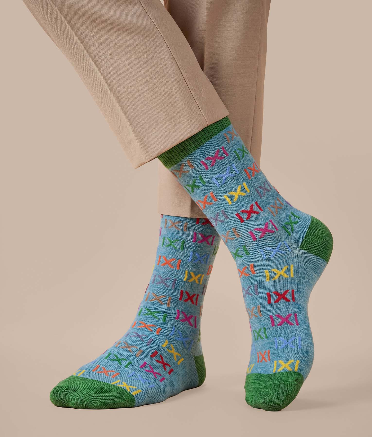 Women's Multi Coloured Crossed Socks