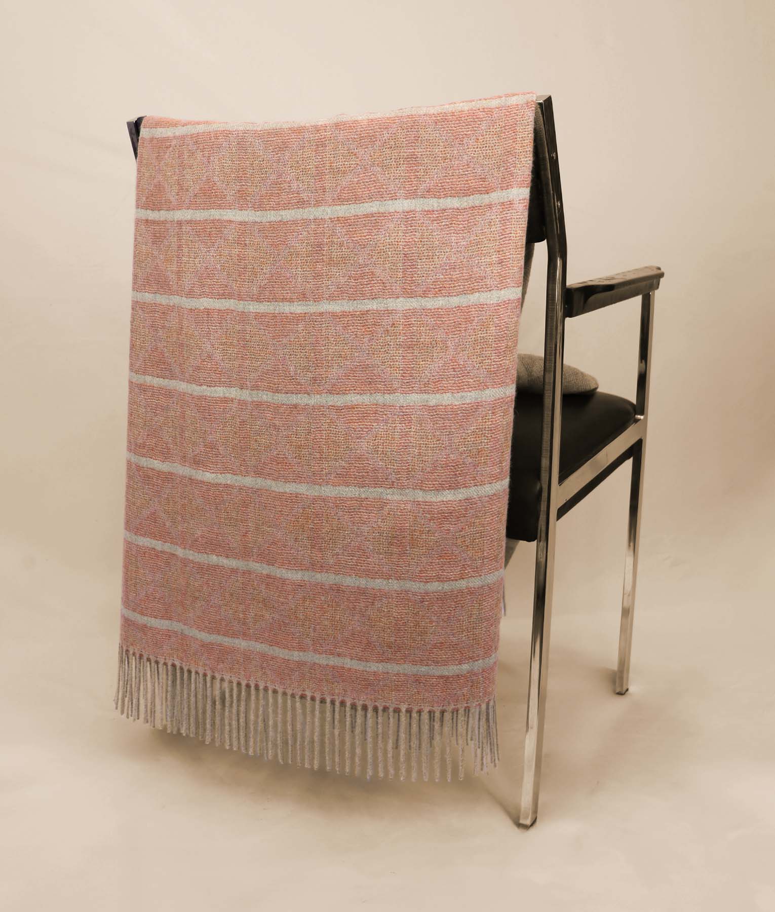 Cross Out Jacquard Throw - Canyon Clay And Glazed Almond
