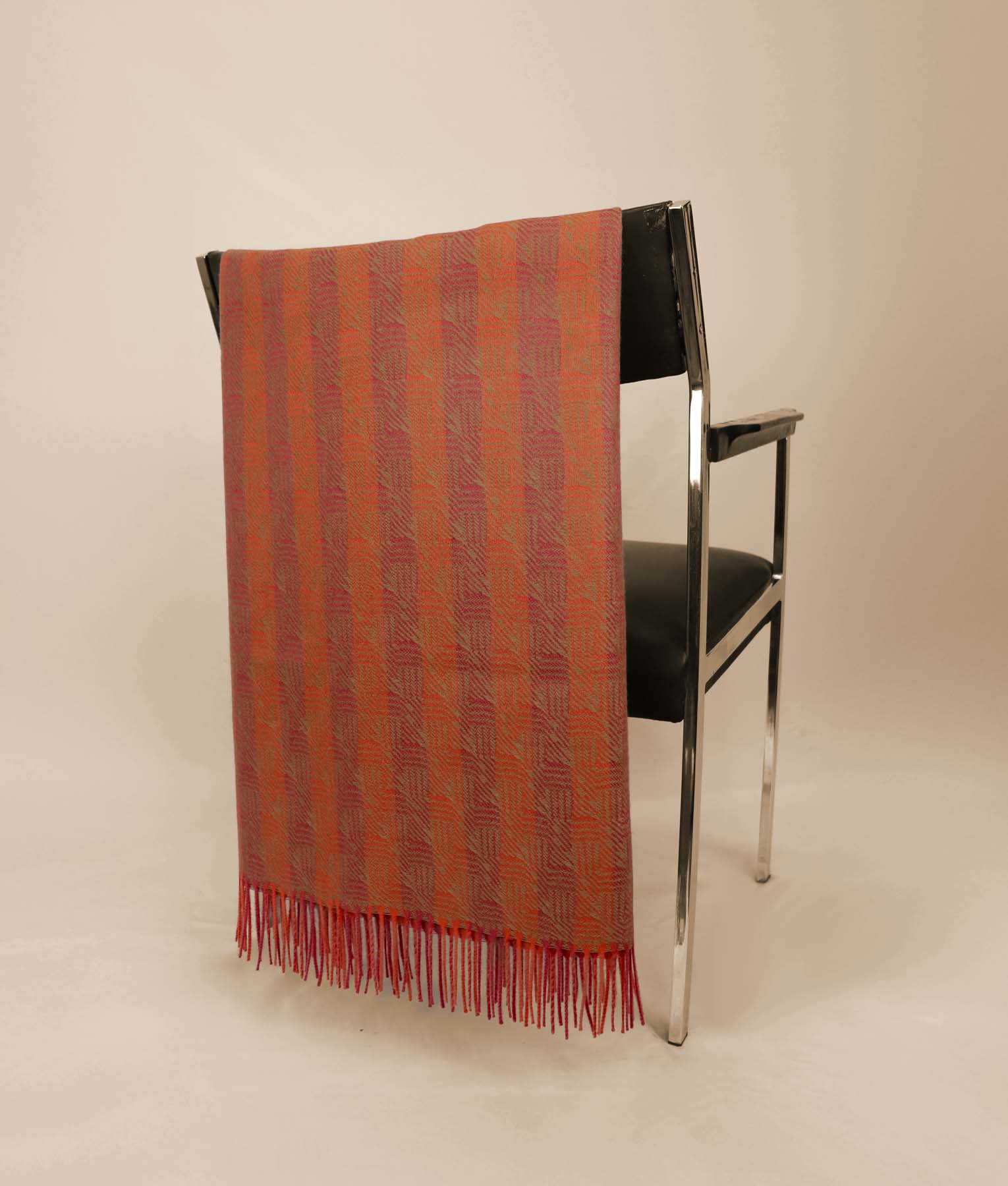 Blocks On Sides Throw - Burnt Sienna And Scarlet Ibis
