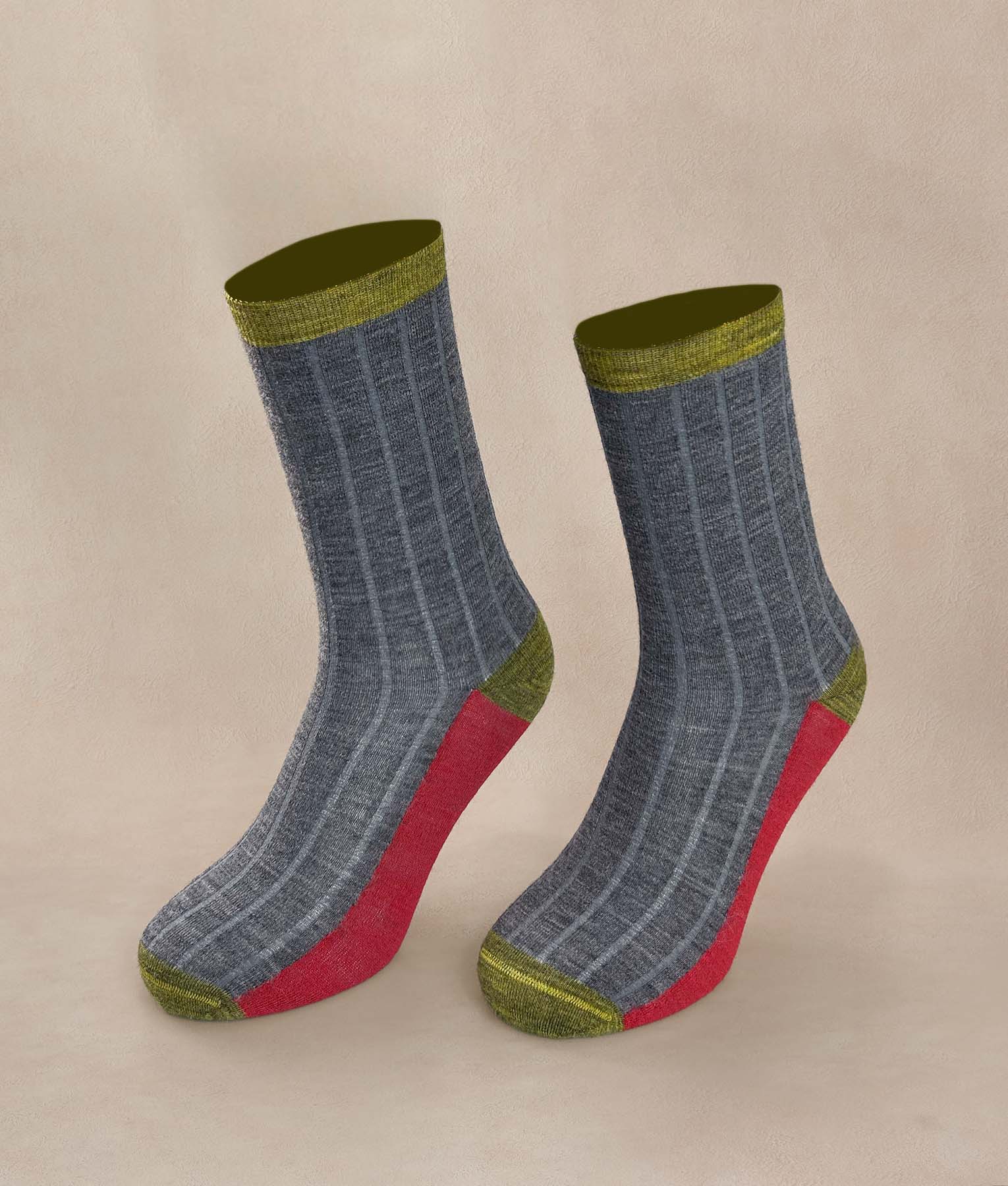 Women Socks Ribbed Color Block - gray