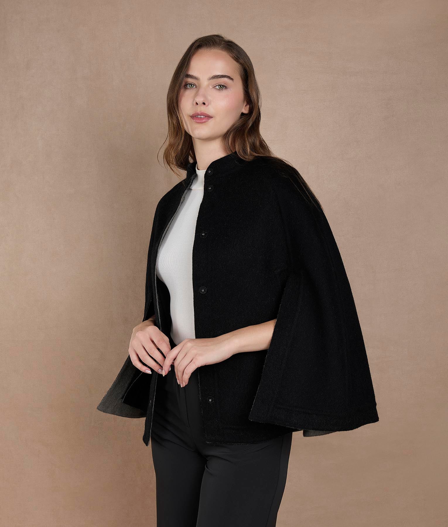 Color Blocked Reversible Cape - Ghost And Tornado